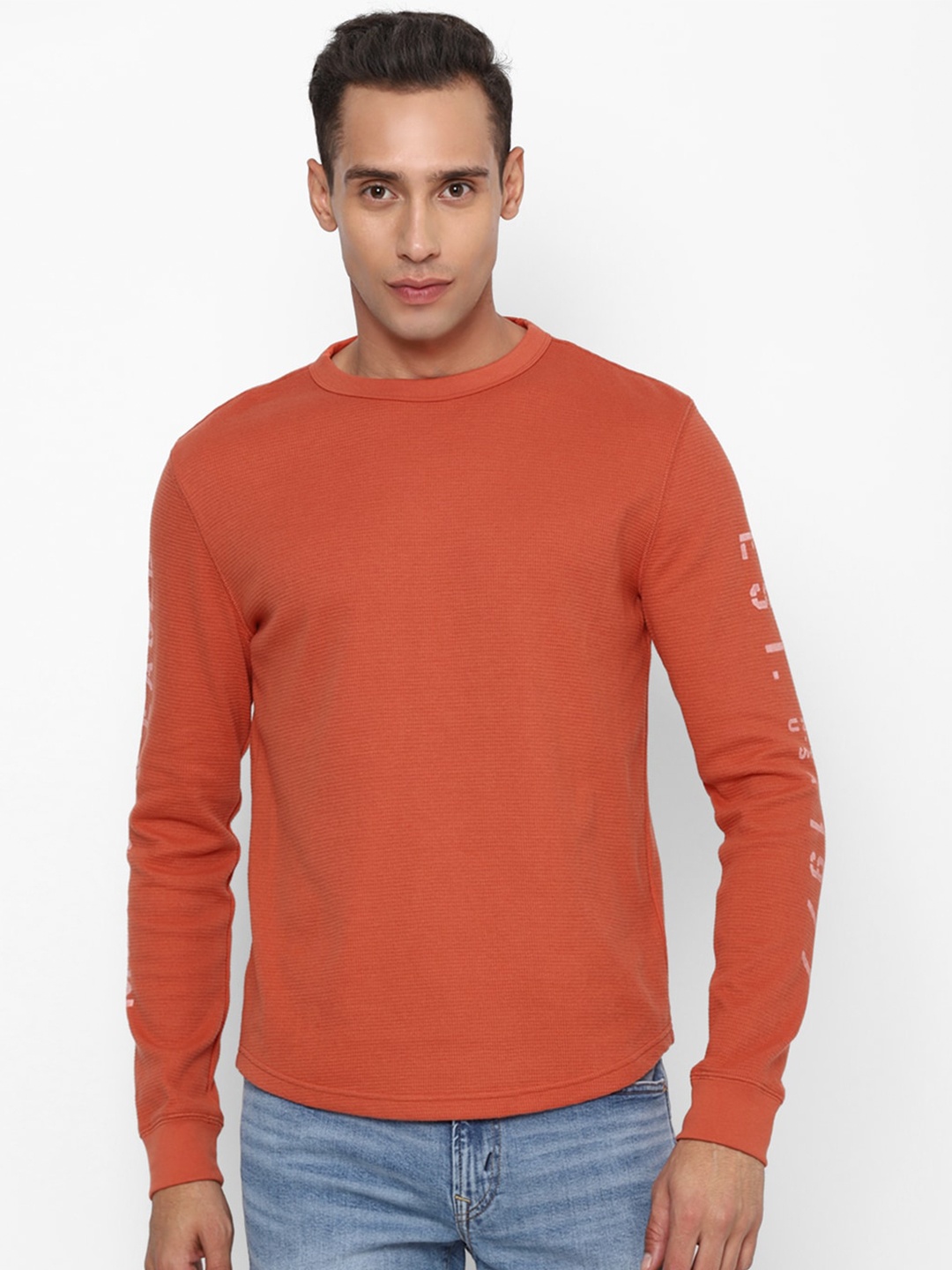 

AMERICAN EAGLE OUTFITTERS Men Long Sleeves Pure Cotton T-shirt, Orange