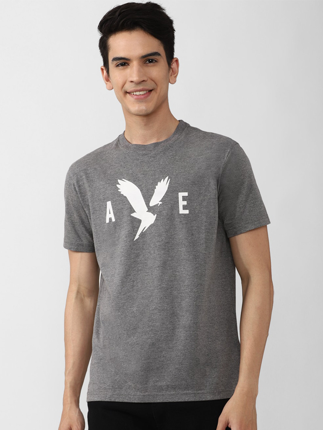 

AMERICAN EAGLE OUTFITTERS Men Printed Pure Cotton T-shirt, Grey