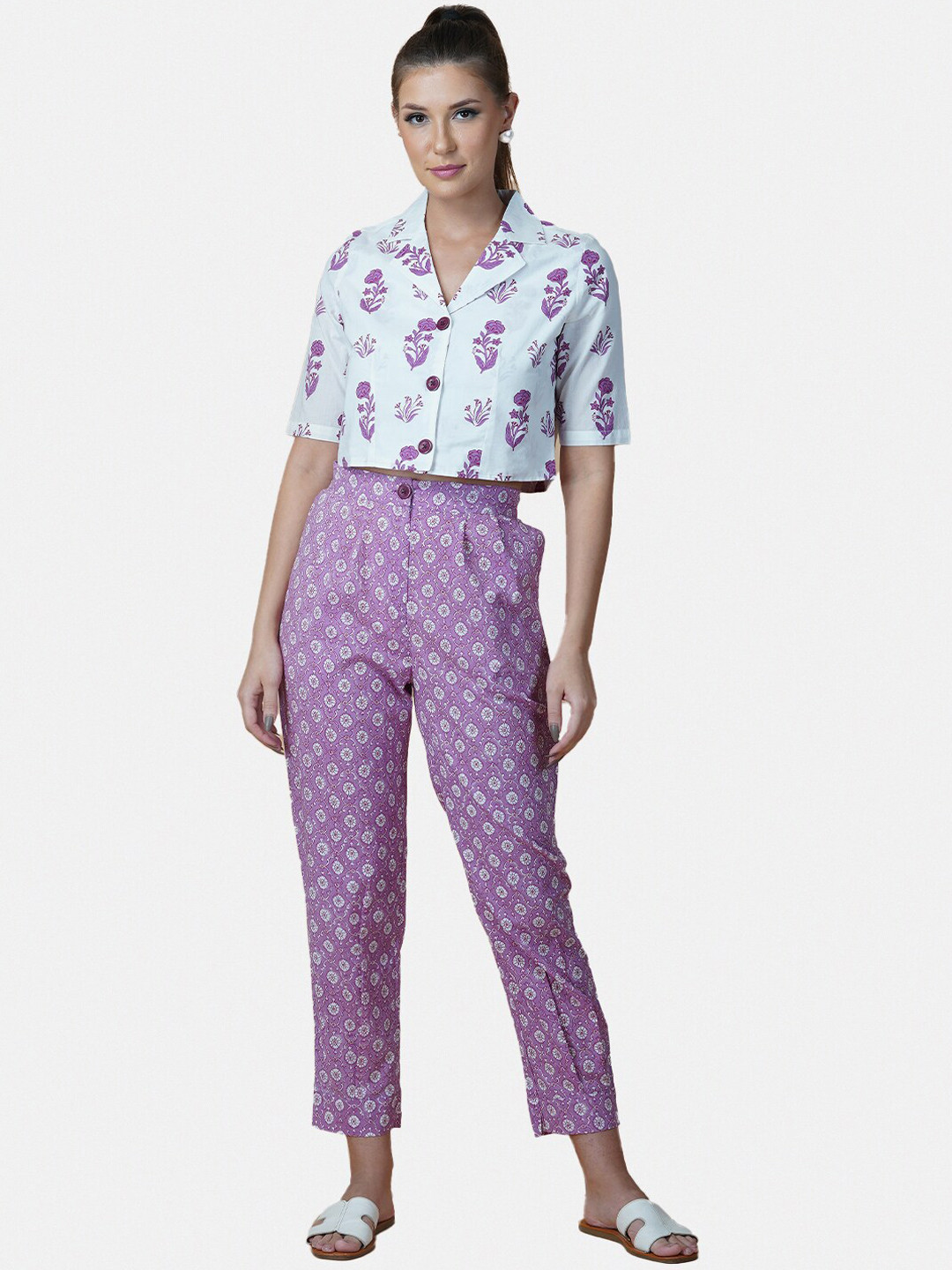 

Twilldor Women Printed Pure Cotton Co-Ords, Purple