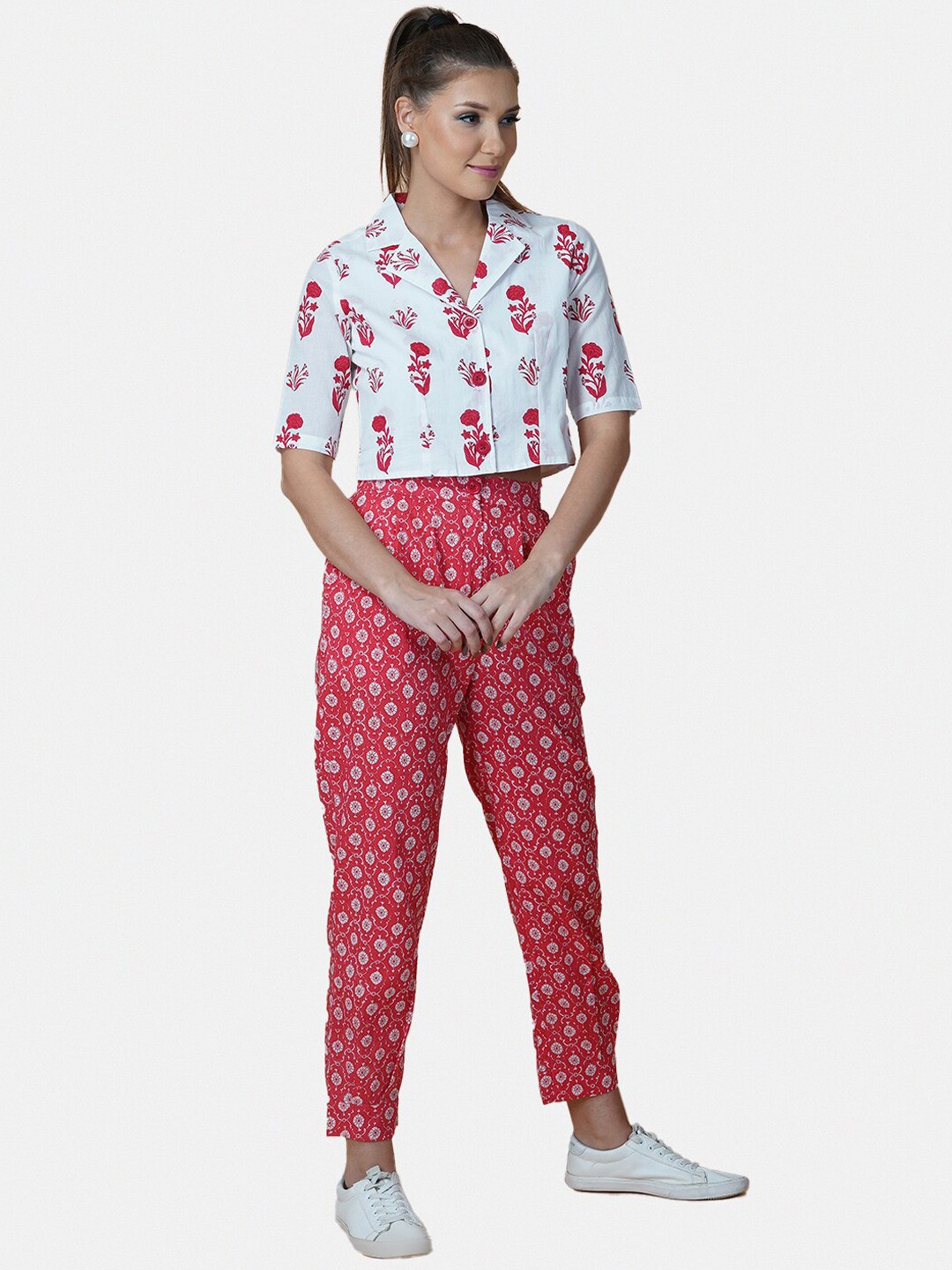 

Twilldor Women Printed Pure Cotton Co-Ords, Red