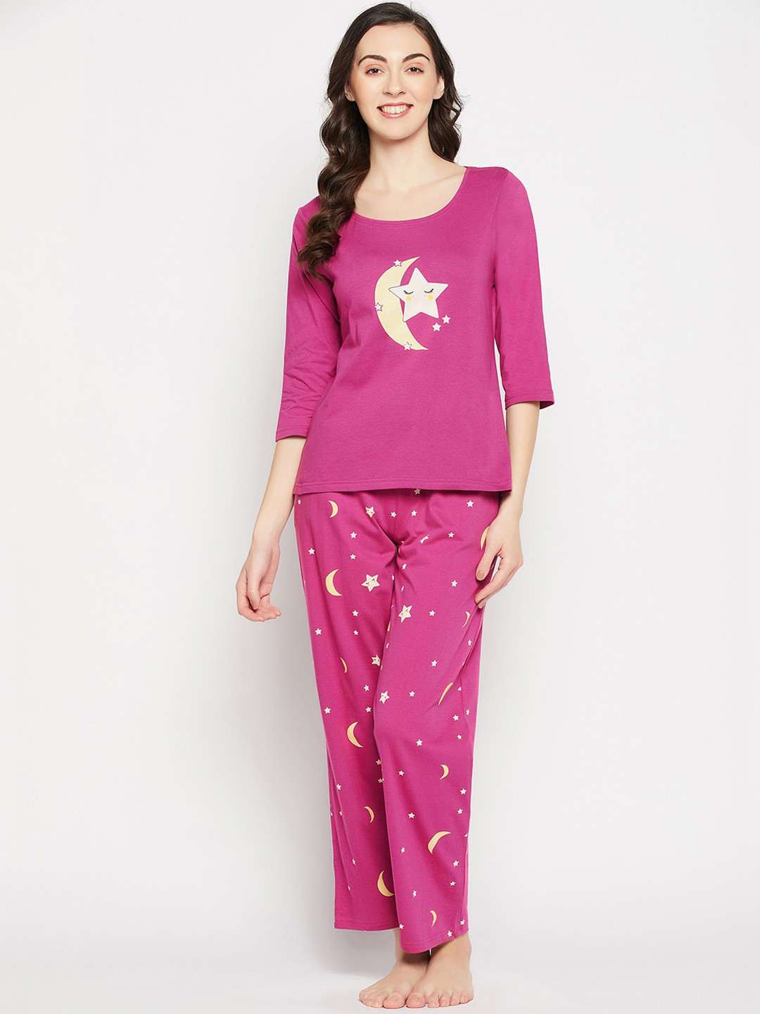 

Clovia Women Printed Night suit, Pink