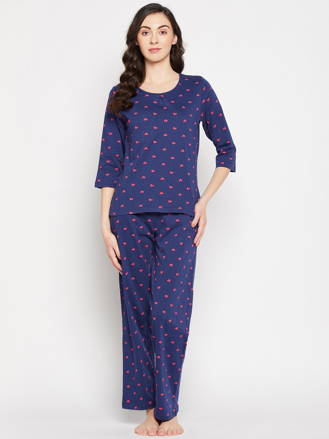 

Clovia Women Printed Night suit, Blue