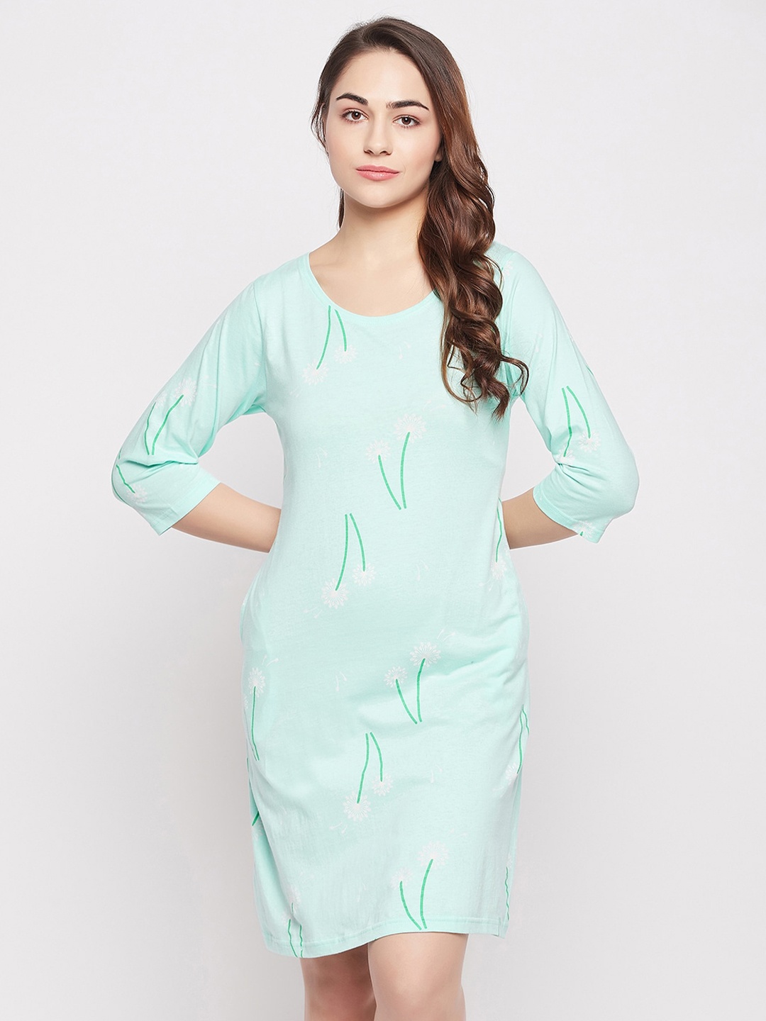 

Clovia Women Printed Nightdress, Blue