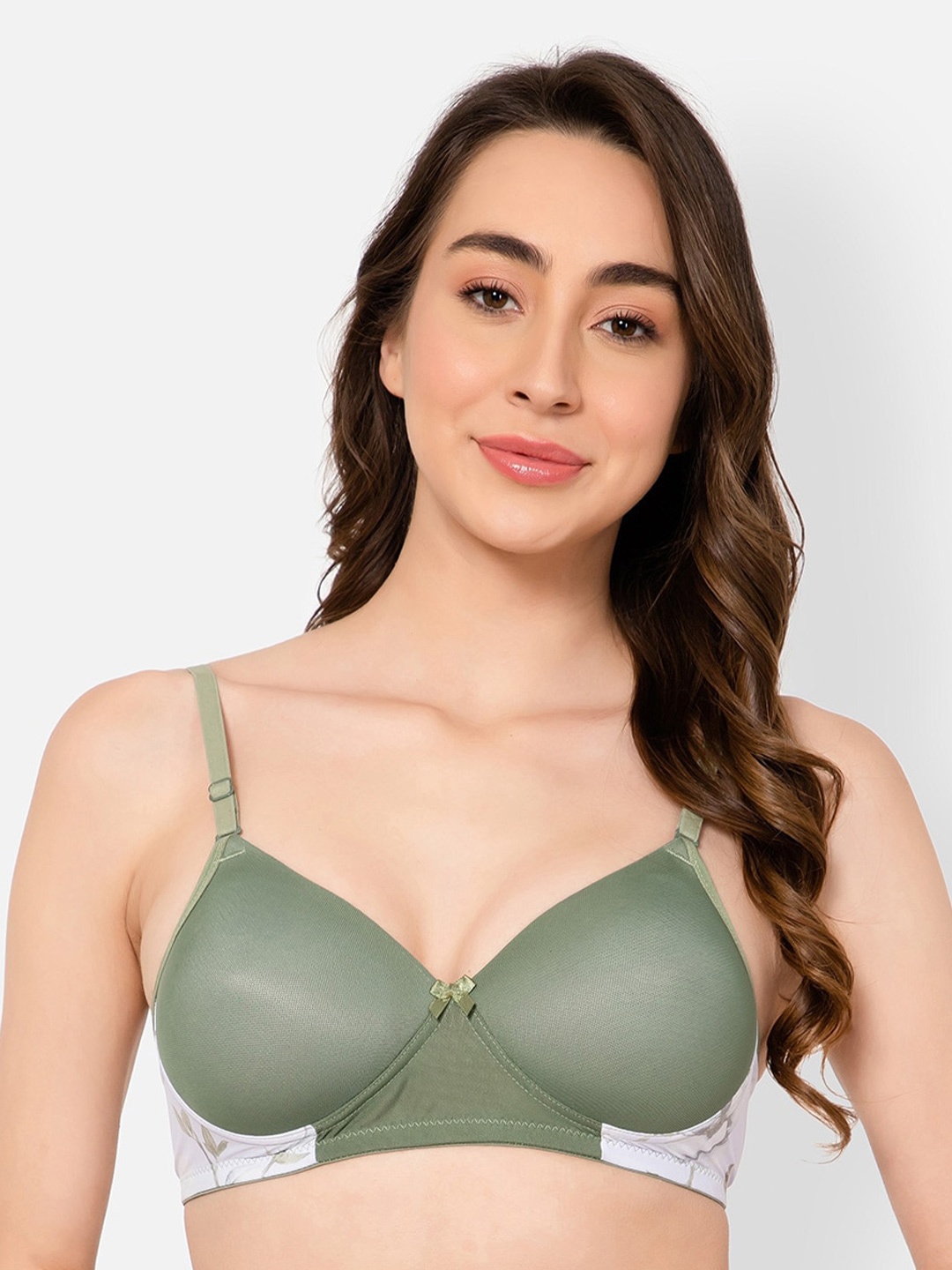 

Clovia Floral Lightly Padded Multiway Bra, Green