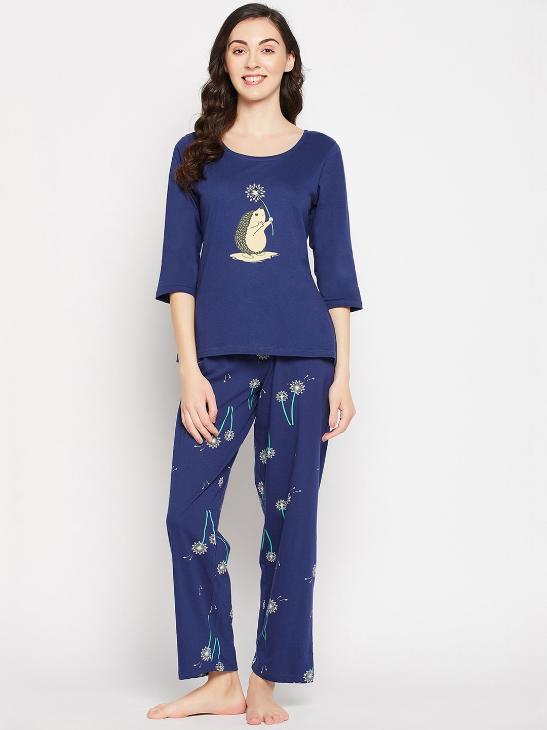 

Clovia Women Printed Night suit, Blue