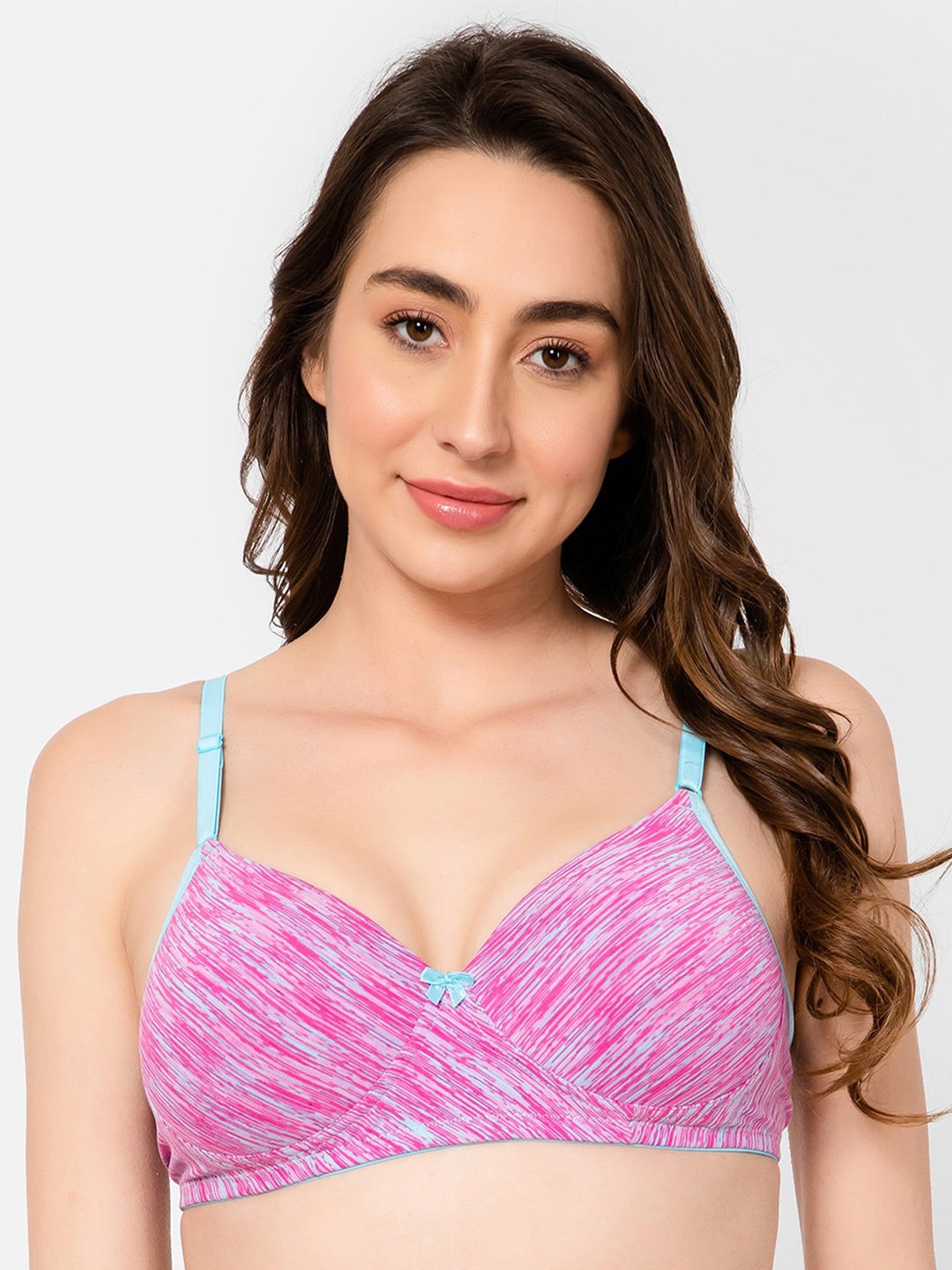 

Clovia Padded Non-Wired Cotton Full Cup T-shirt Bra, Pink