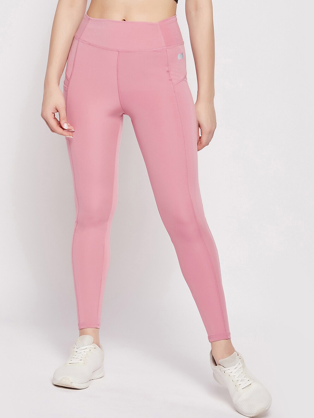 

Clovia High-Rise Active Tights with Side Pocket, Pink