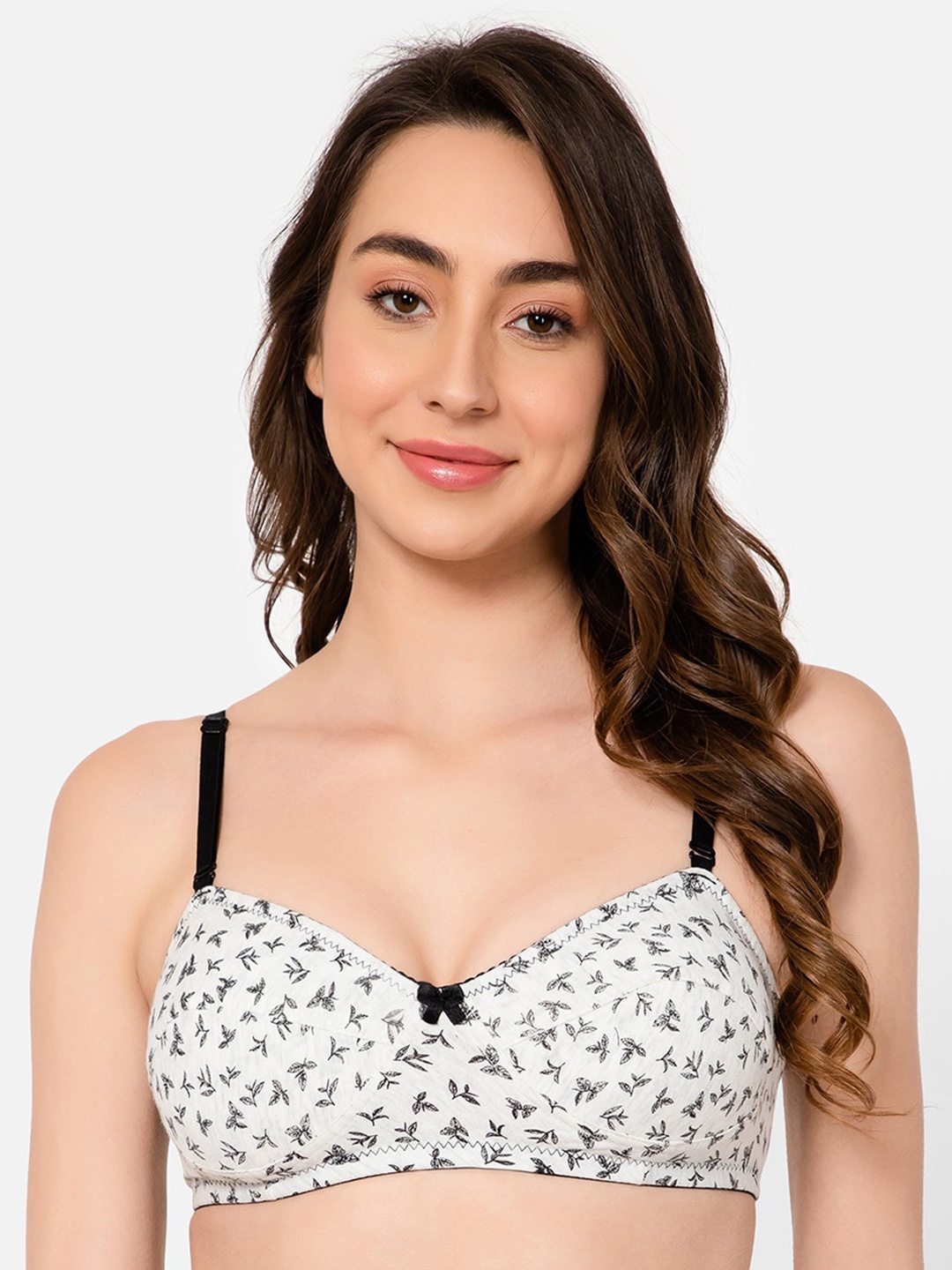 

Clovia White & Grey Floral Bra