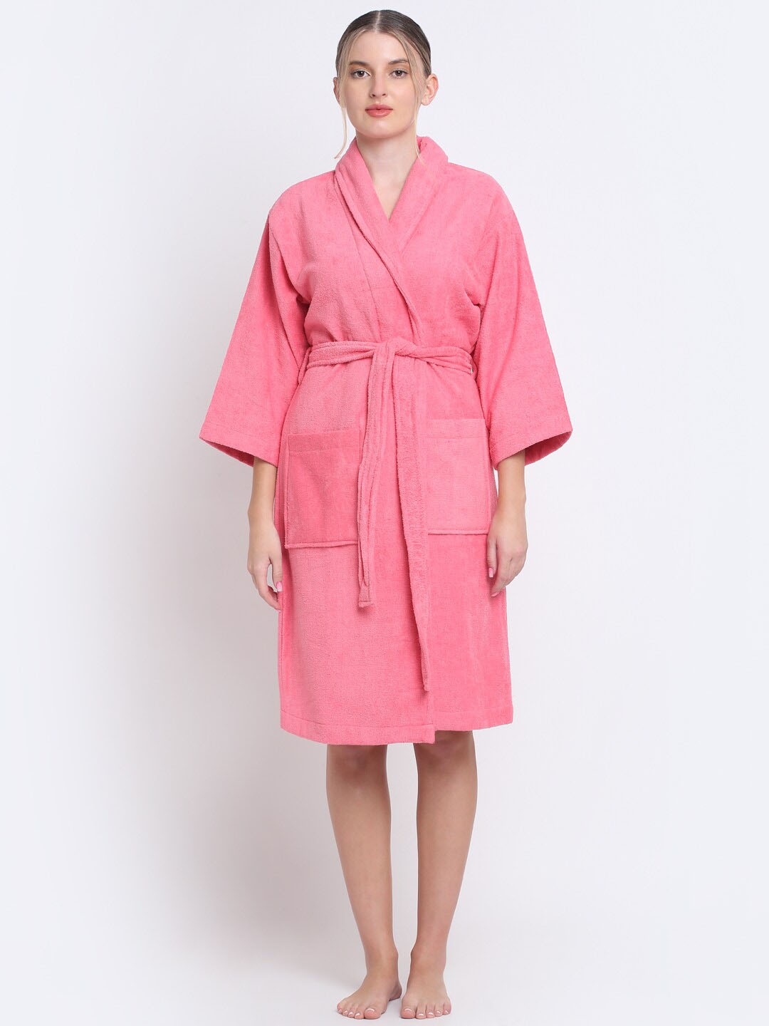 

Creeva Women Highly Absorbent Bath Robe, Pink