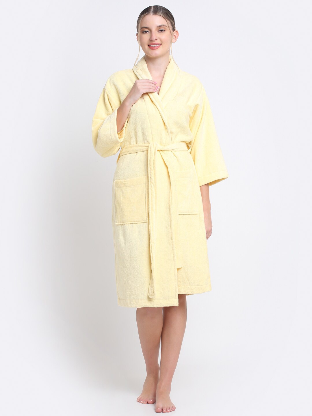 

Creeva Women Luxury Highly Absorbent Bath Robe, Yellow