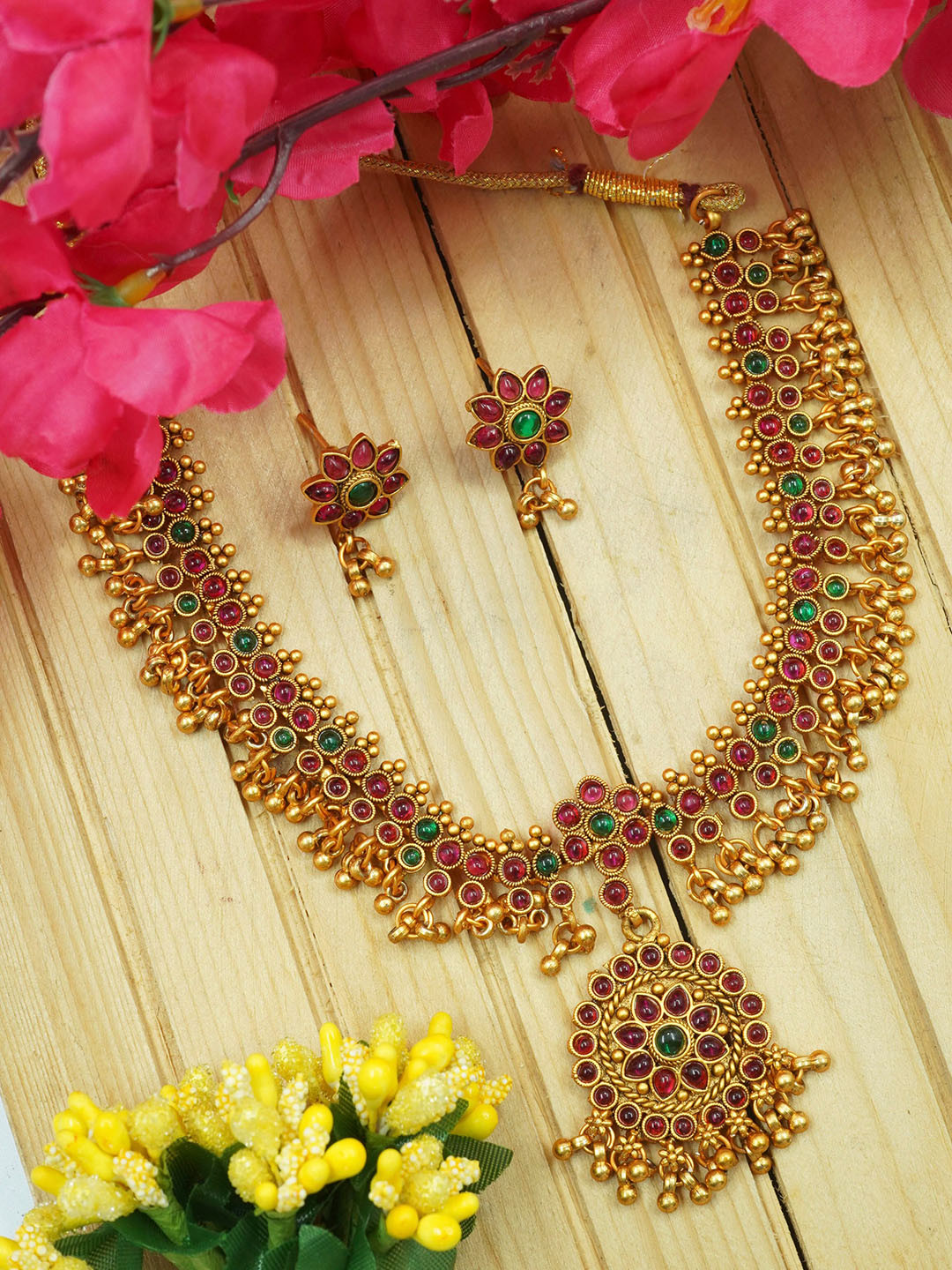 

GRIIHAM Gold-Plated CZ Studded Jewellery Set, Red
