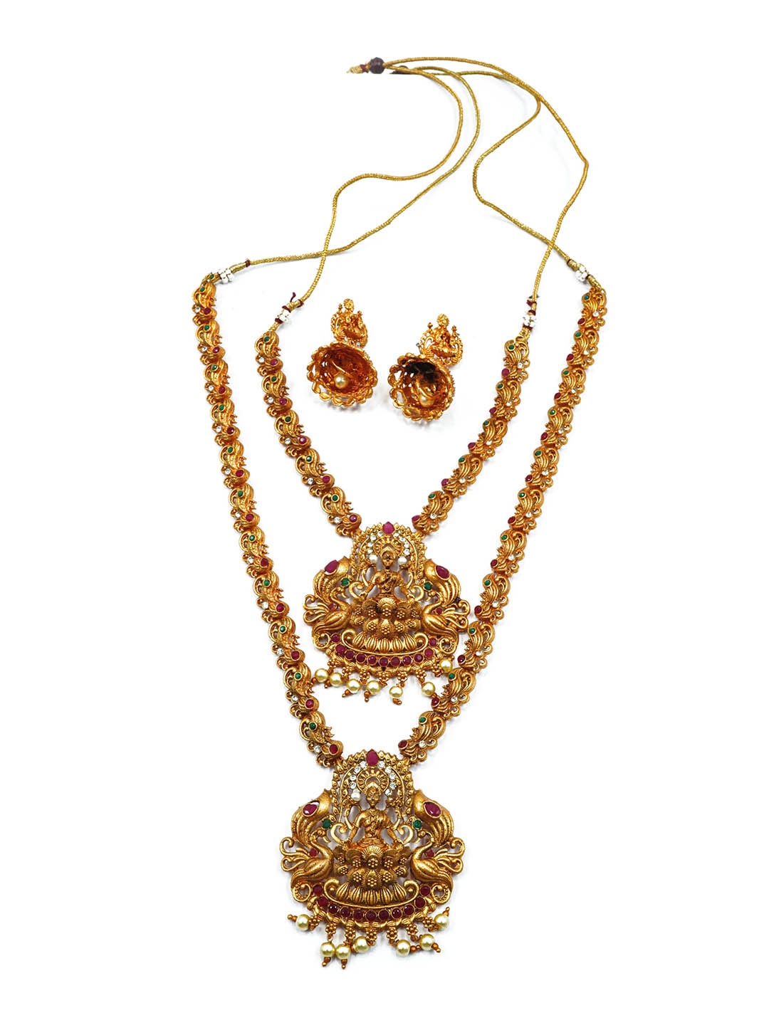 

GRIIHAM Gold-Plated AD-Studded & Beaded Jewellery Set
