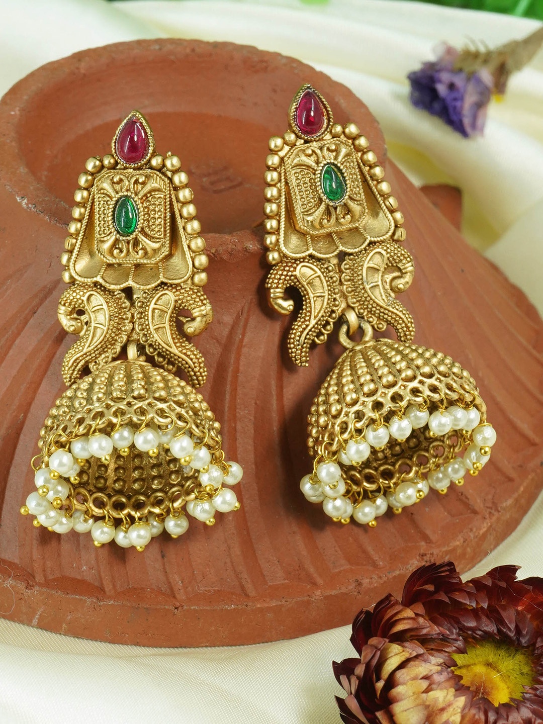 

GRIIHAM Premium High Gold Plated Contemporary Jhumkas Earrings