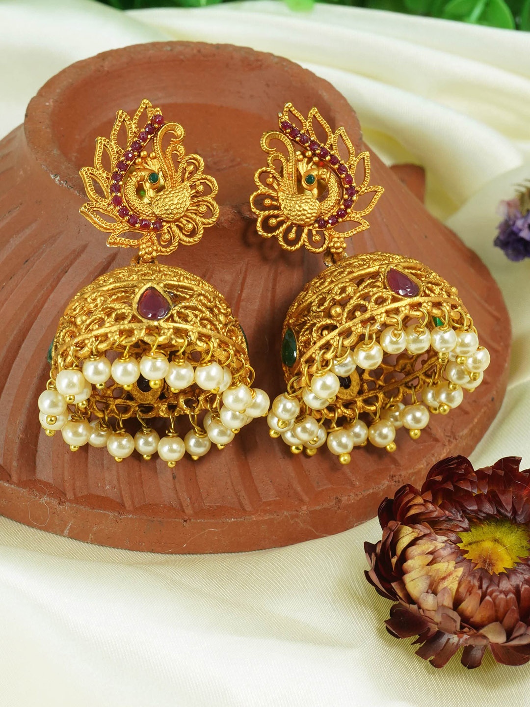 

GRIIHAM Premium High Gold Plated Contemporary Jhumkas Earrings