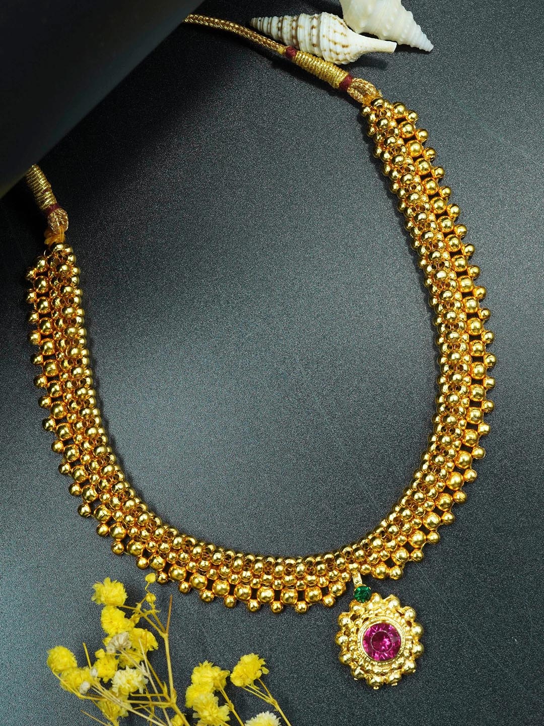

GRIIHAM Gold-Plated AD-Studded Jewellery Set, Pink