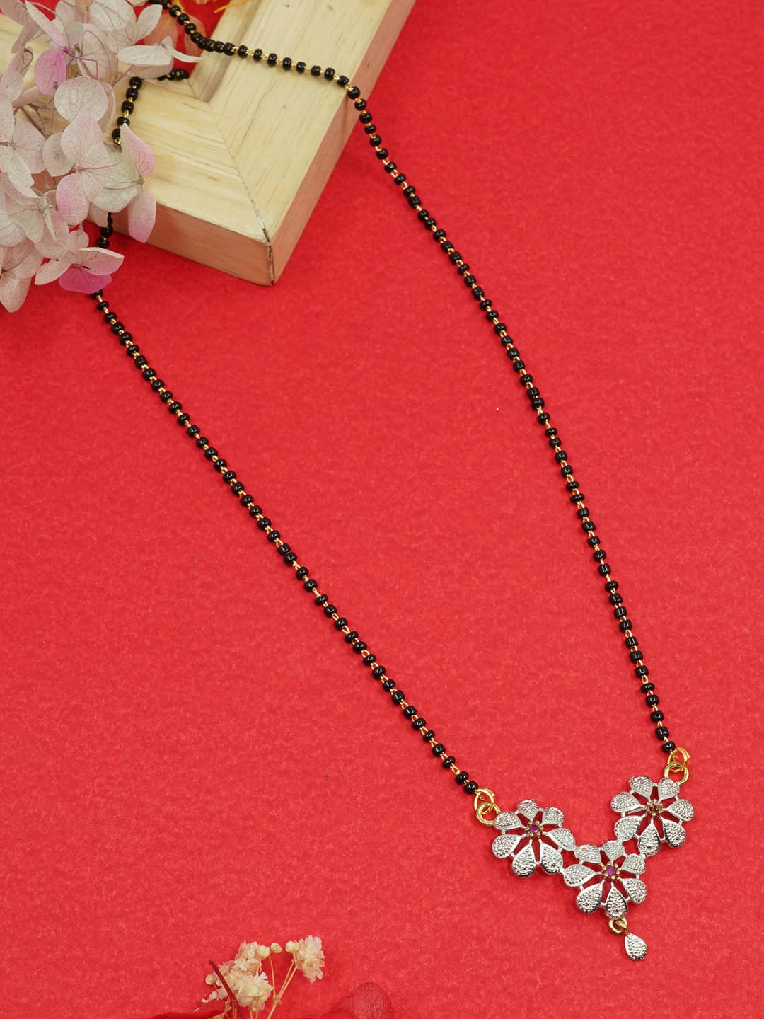 

GRIIHAM Gold-Plated Beads-Studded & Beaded Mangalsutra
