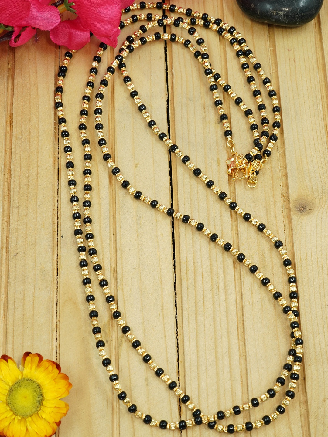 

GRIIHAM Gold Plated Black Beads Mangalsutra