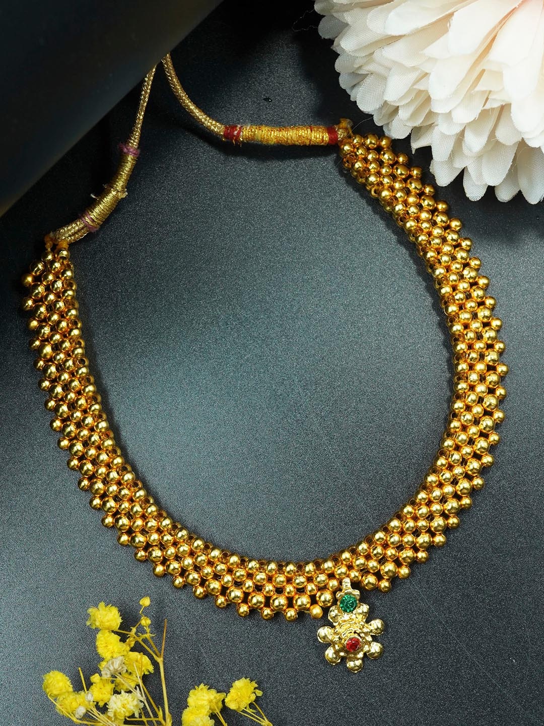 

GRIIHAM Gold Finish Maharastra Thusi Necklace