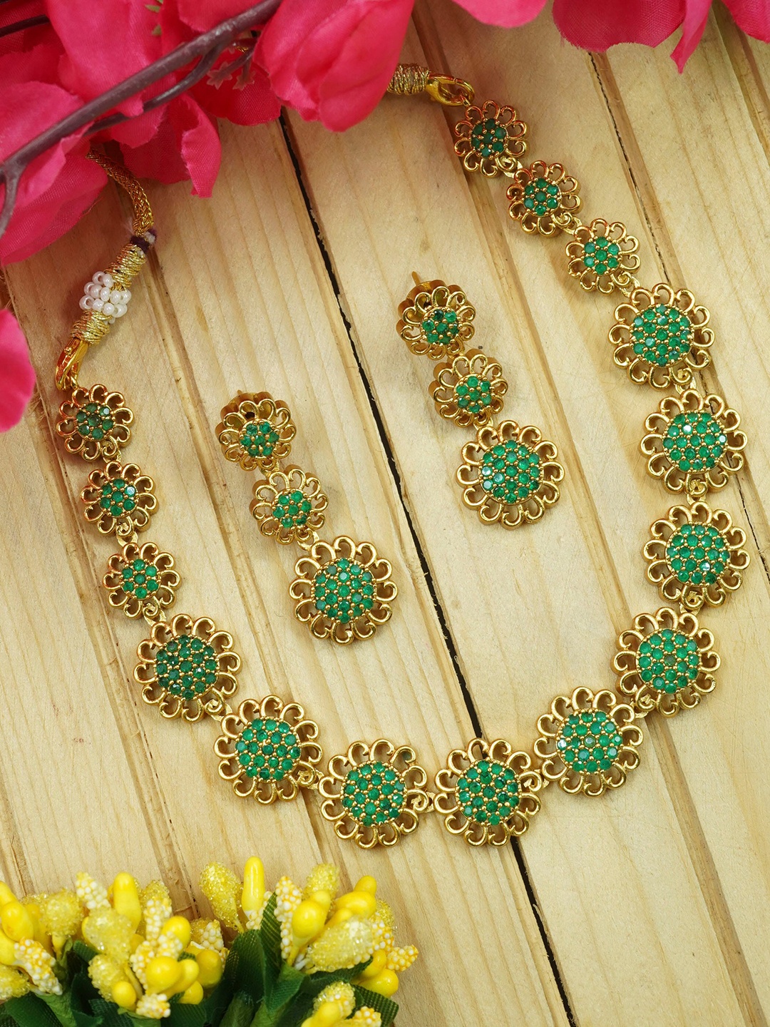 

GRIIHAM Sayara Collection Gold-Plated & Cubic Zirconia-Studded Jewellery Set