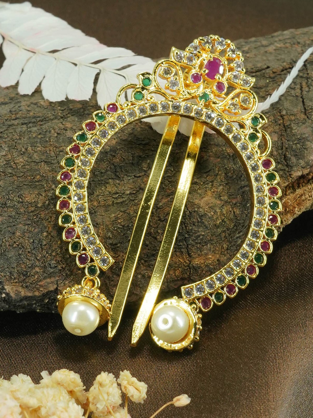 

GRIIHAM Women 22k 1gm Gold Plated Hair Accessory Set of