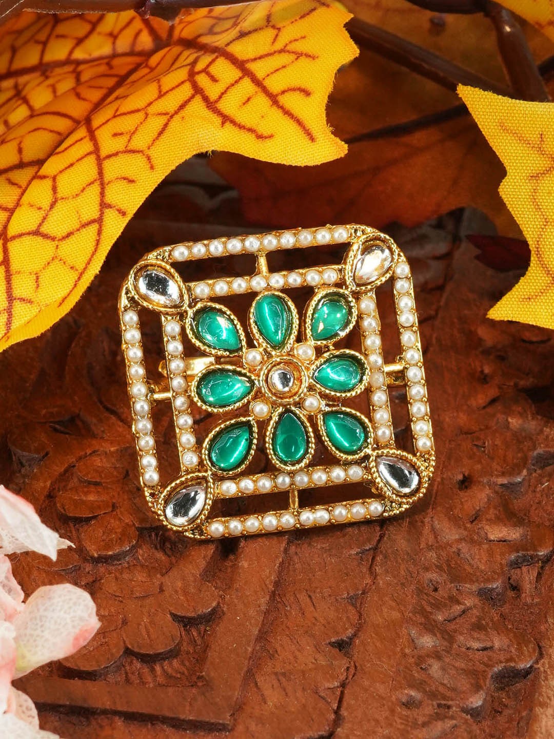 

GRIIHAM Gold-Plated Artificial Stones Designer Ring 10926N, Na