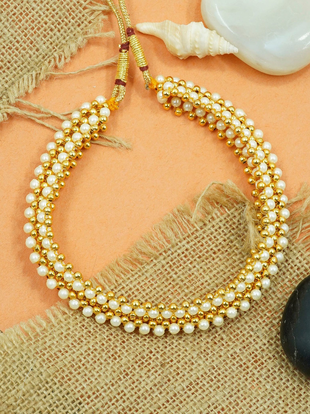 

GRIIHAM Gold-Plated Maharastra Thusi Necklace, White
