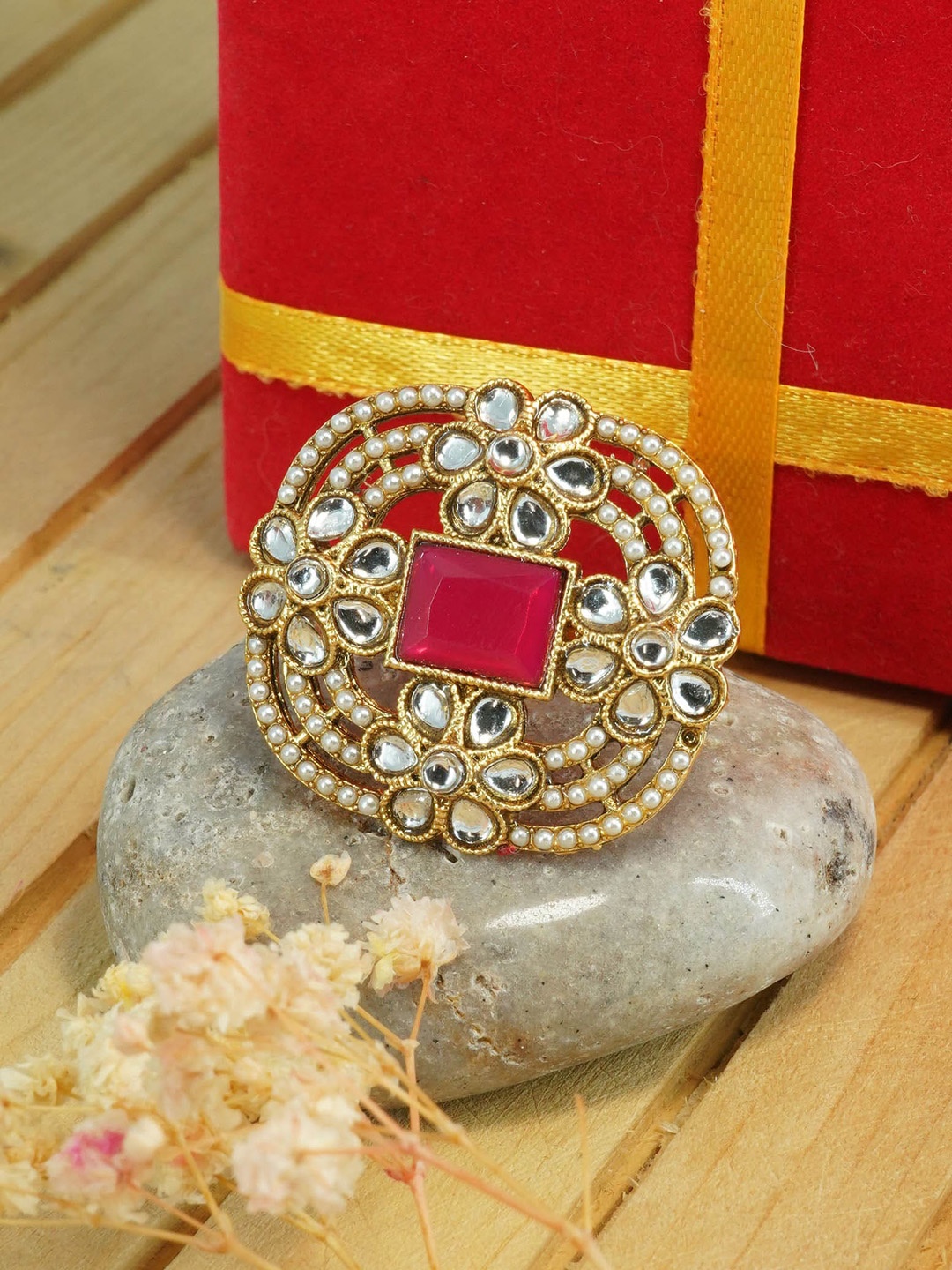 

GRIIHAM Gold-Plated AD Stone Studded Finger Ring, Multi