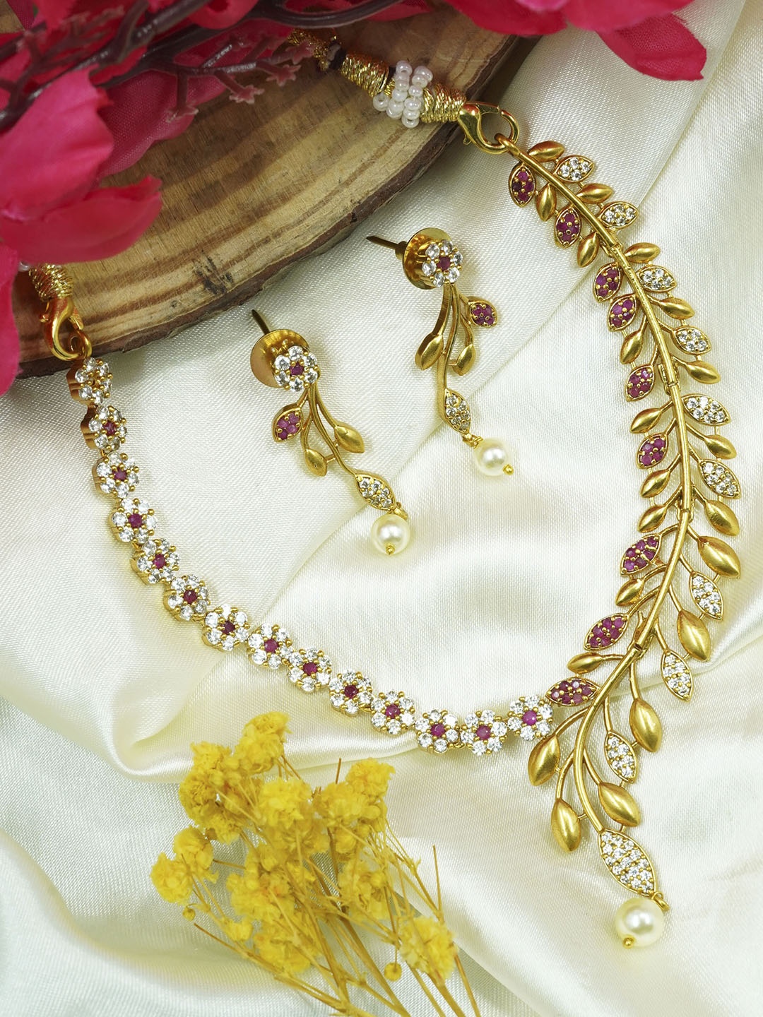 

GRIIHAM Gold-Plated CZ-Studded Jewellery Set