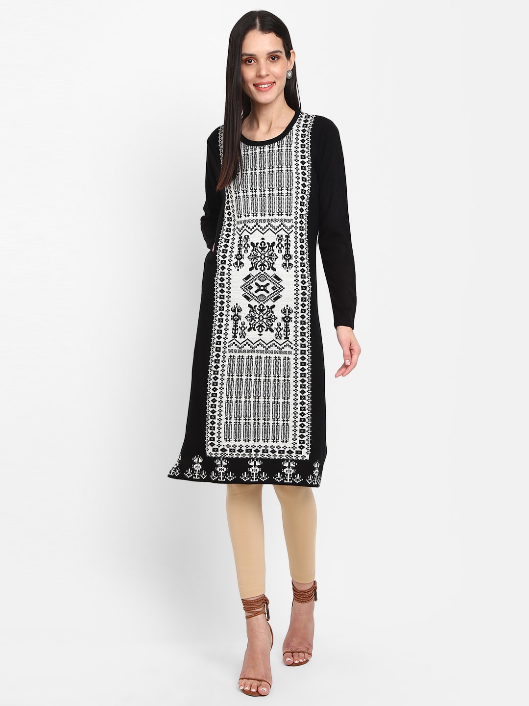 

V-Mart Women Ethnic Motifs Printed Jacquard Kurta, Black