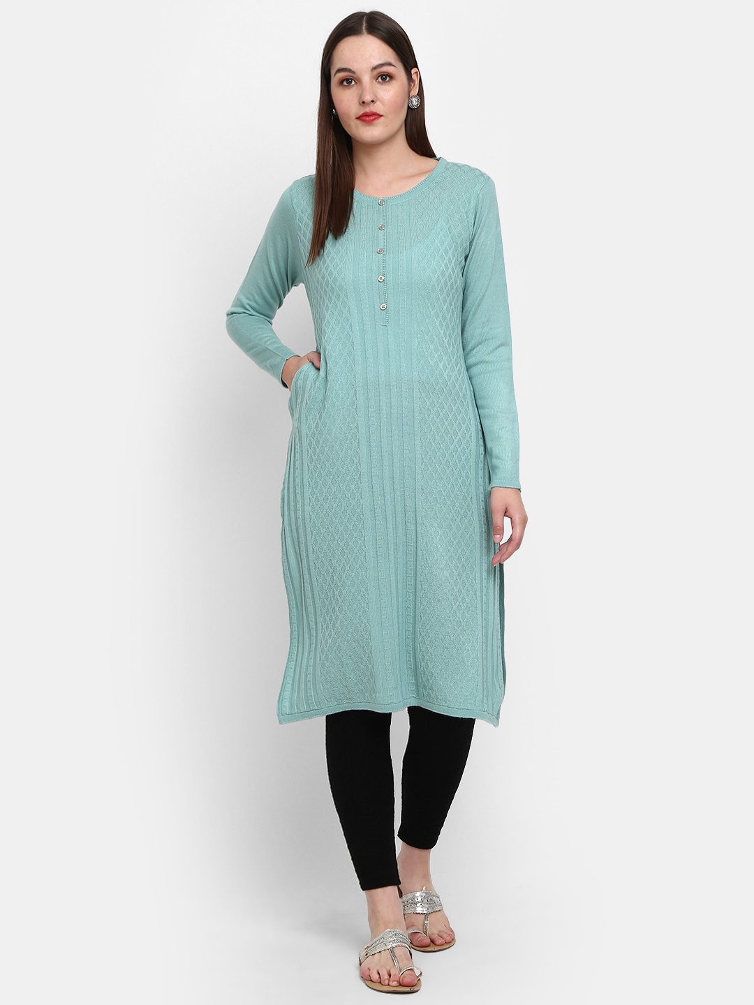 

V-Mart Women Woven design Jacquard Kurta, Green