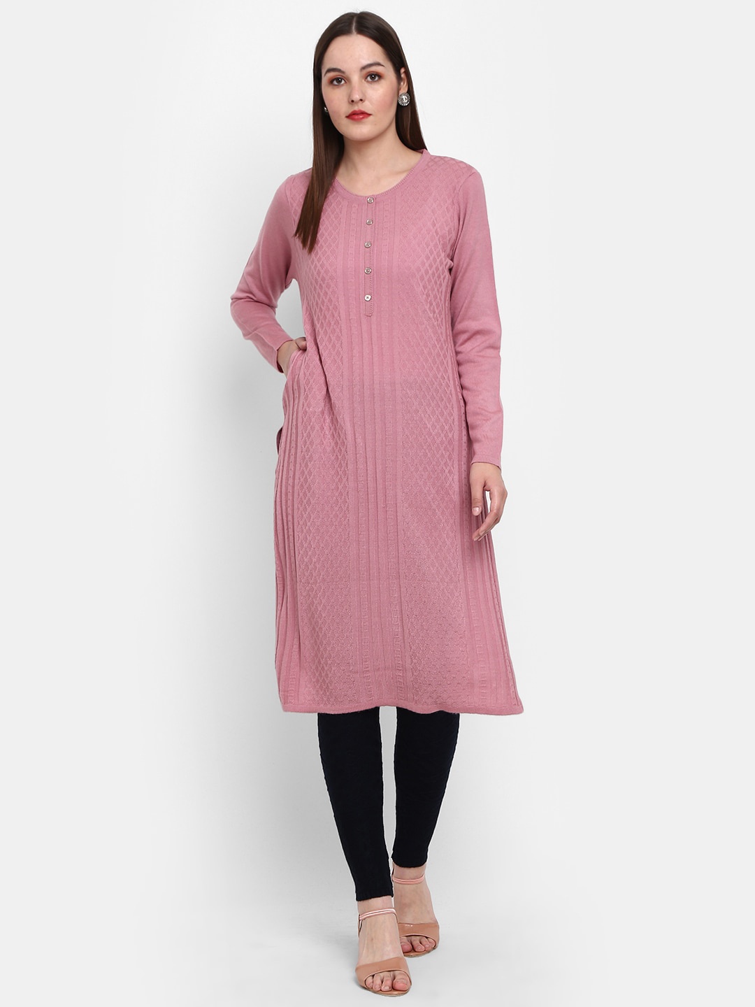 

V-Mart Women Woven design Jacquard Kurta, Pink