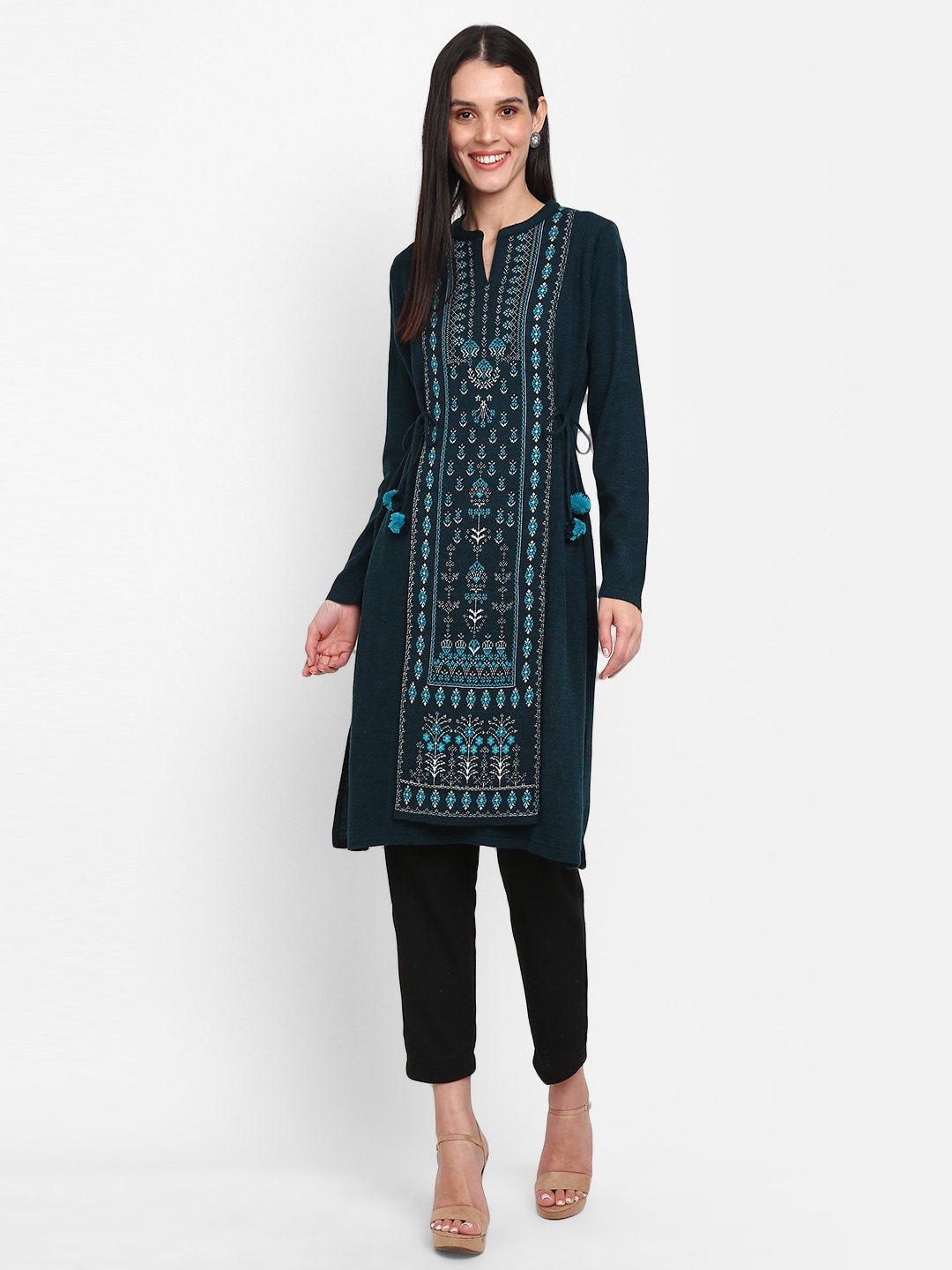 

V-Mart Women Ethnic Motifs Jacquard Acrylic Kurta, Teal