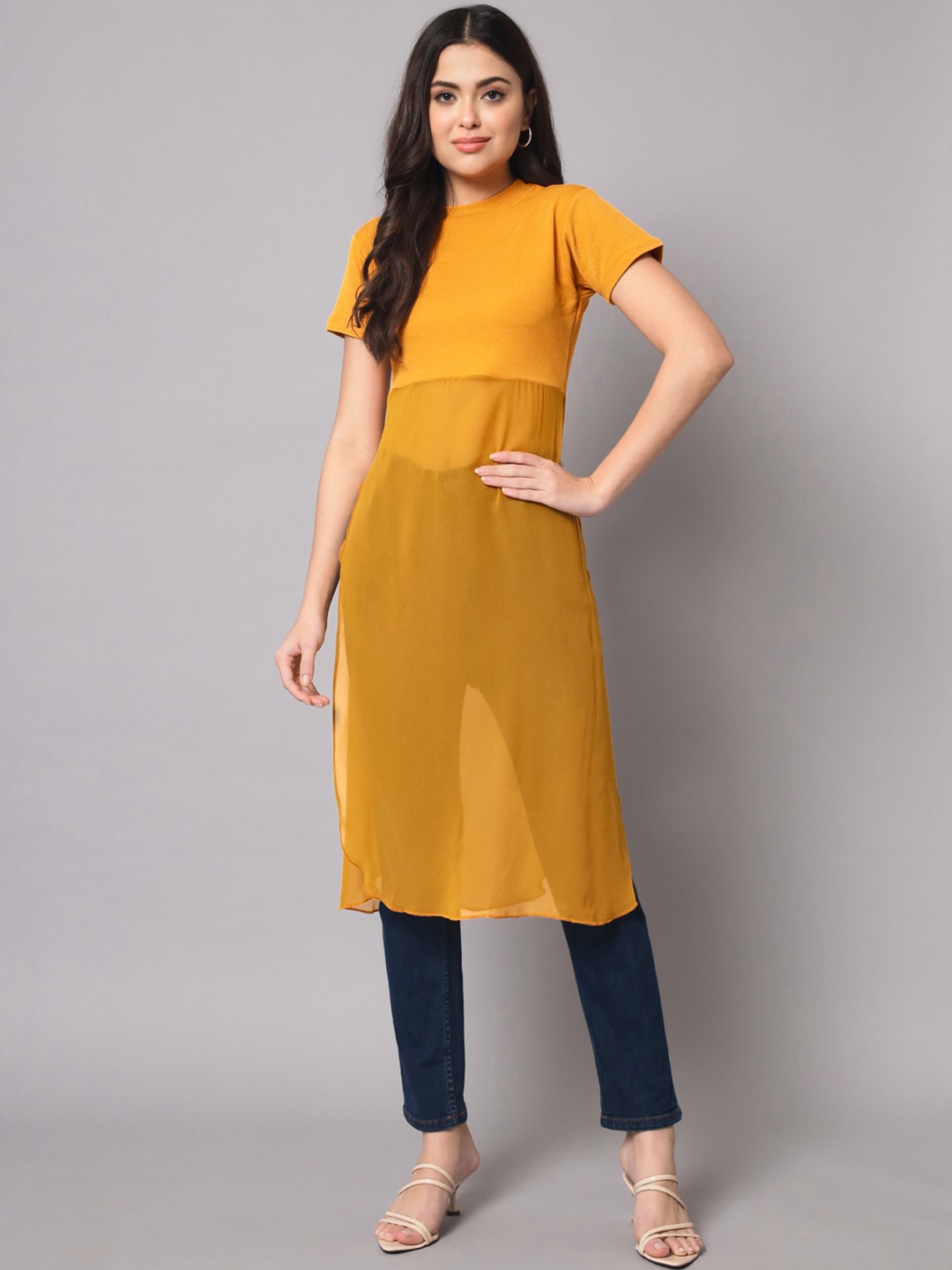 

AAHWAN Maxi Longline Top, Yellow