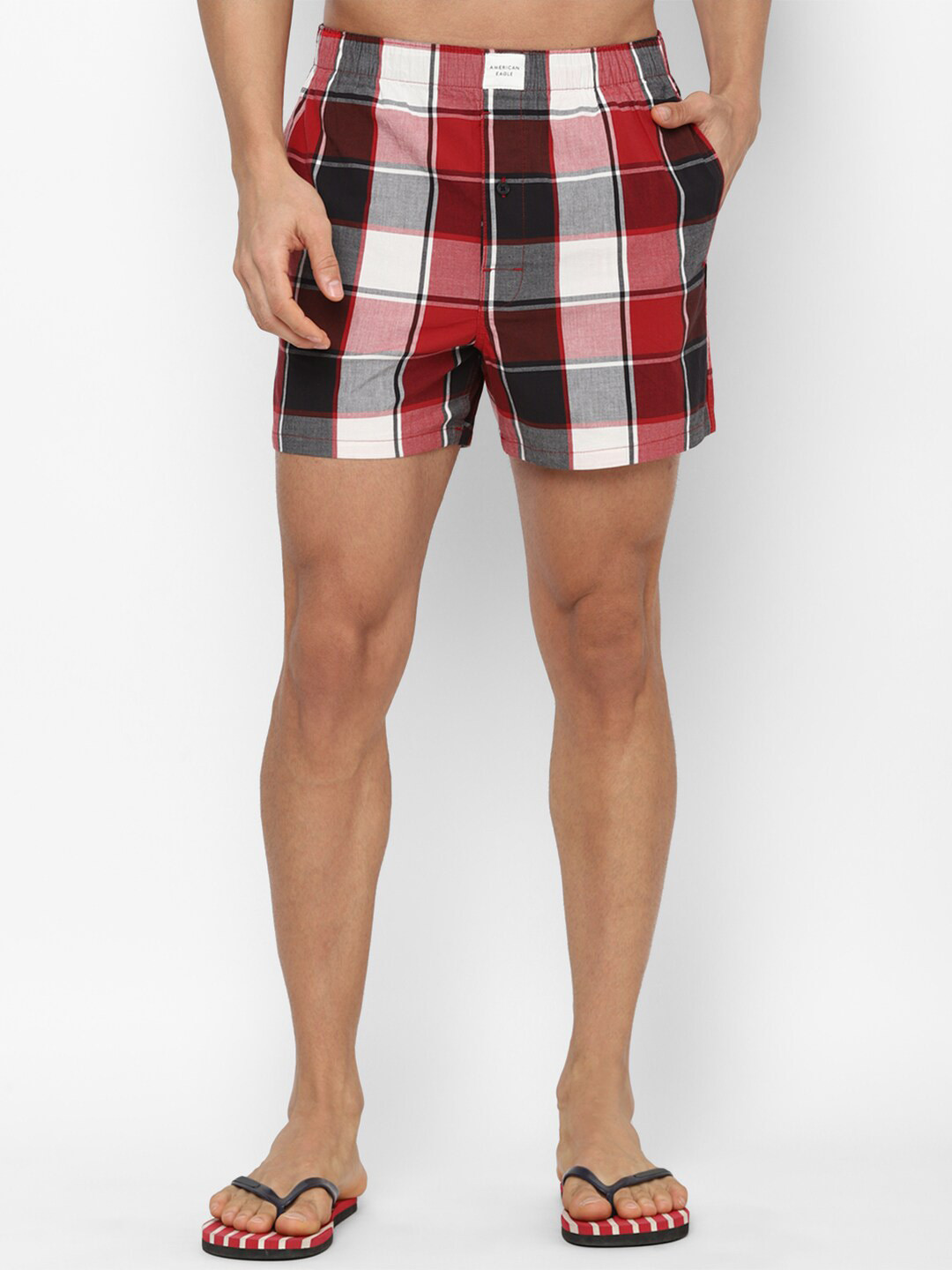 

AMERICAN EAGLE OUTFITTERS Men Checked Boxer- WEE0230003600, Maroon