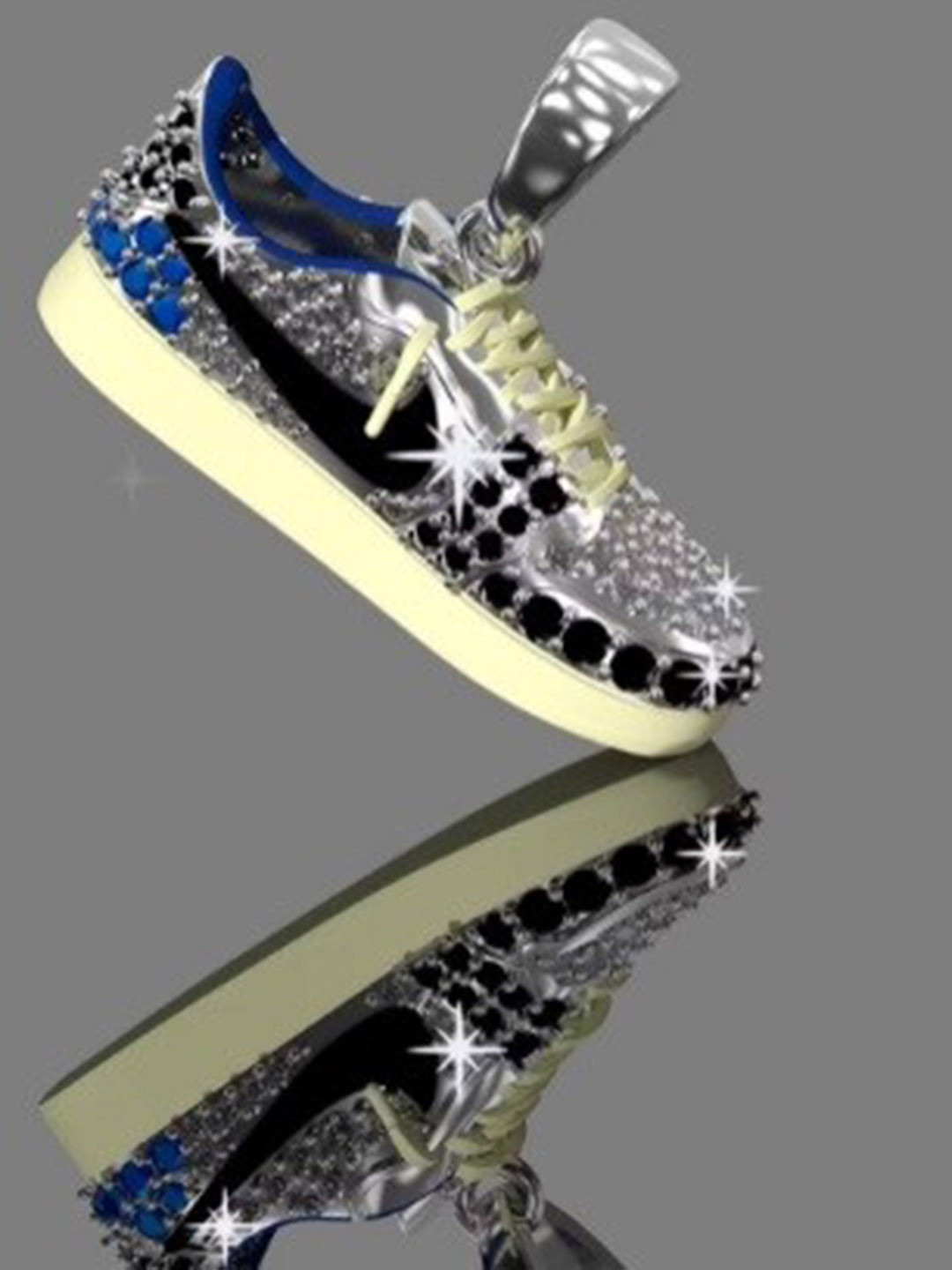 

HIFLYER JEWELS 92.5 Sterling Silver Shoe-Shaped Stone-Studded Pendant, White