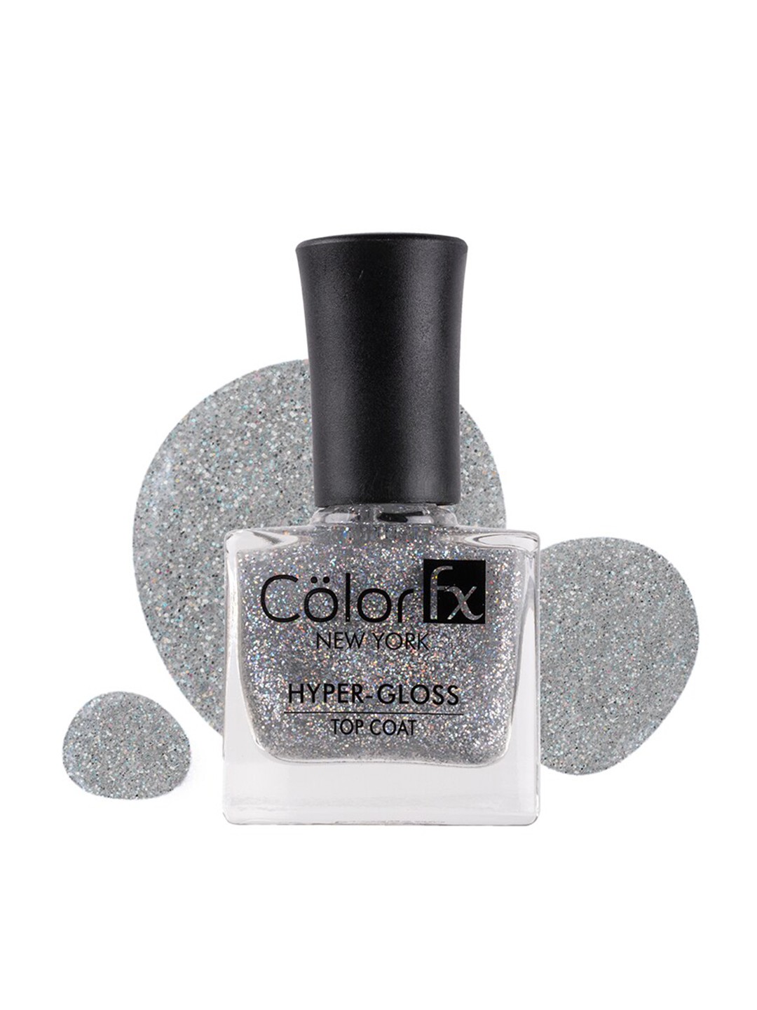 

Color Fx New York Hyper Gloss Top Coat Glitter Finish Nail Enamel 9 ml- Silver 172