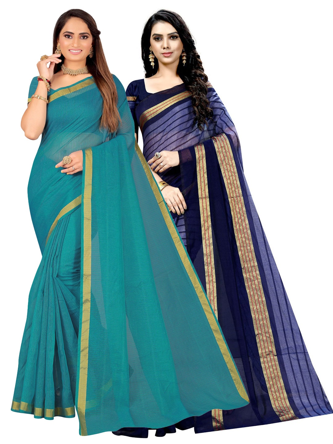 

KALINI Pack Of 2 Ilkal Saree, Teal