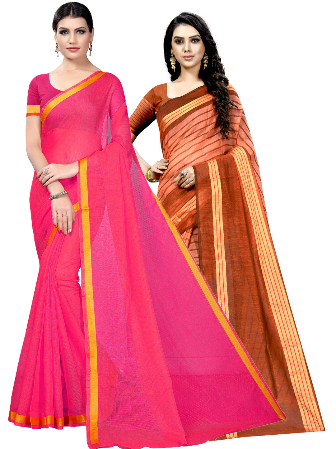 

KALINI Pack of 2 Cotton Blend Ilkal Saree, Pink