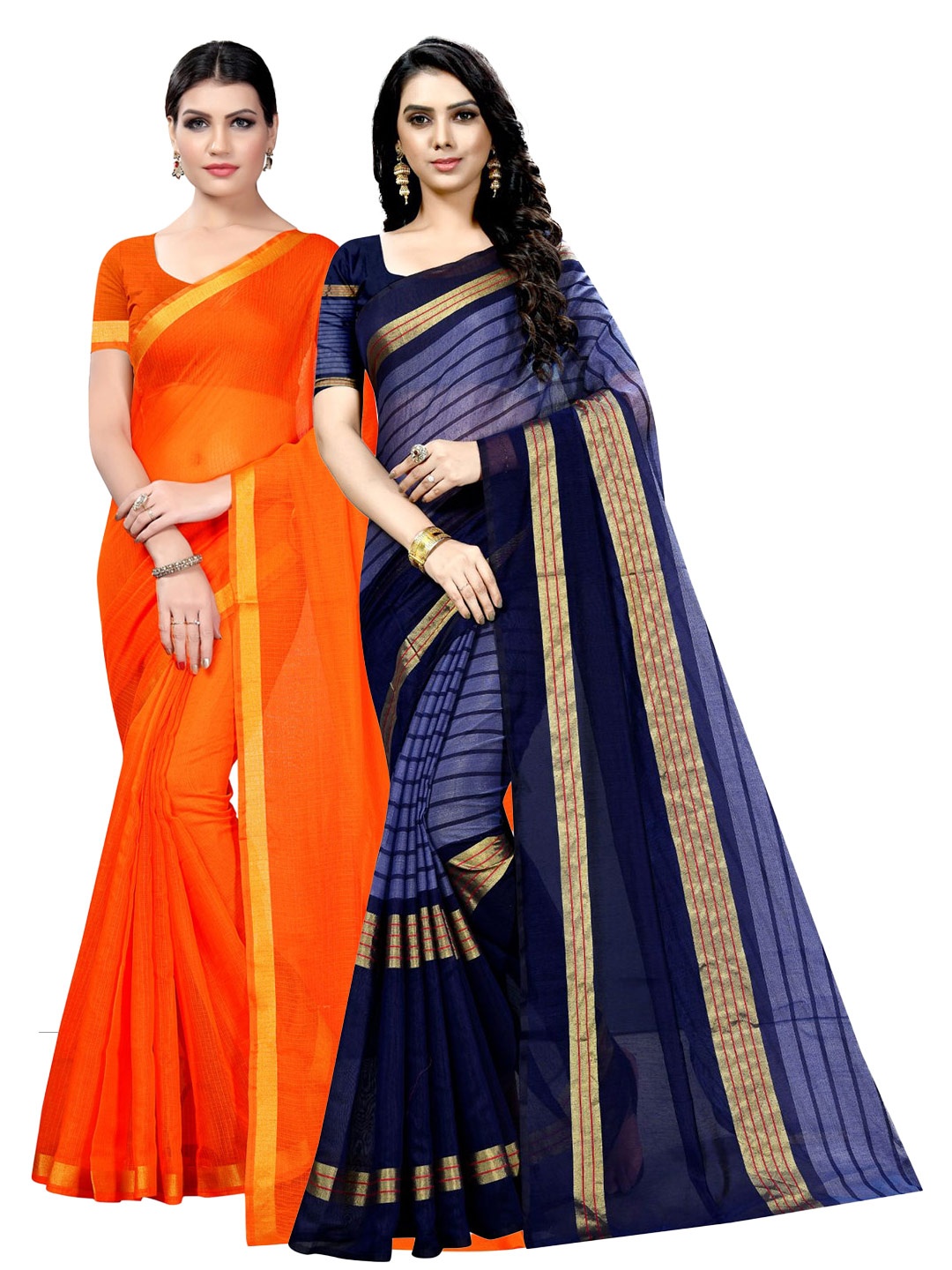 

KALINI Pack Of 2 Ilkal Saree, Orange