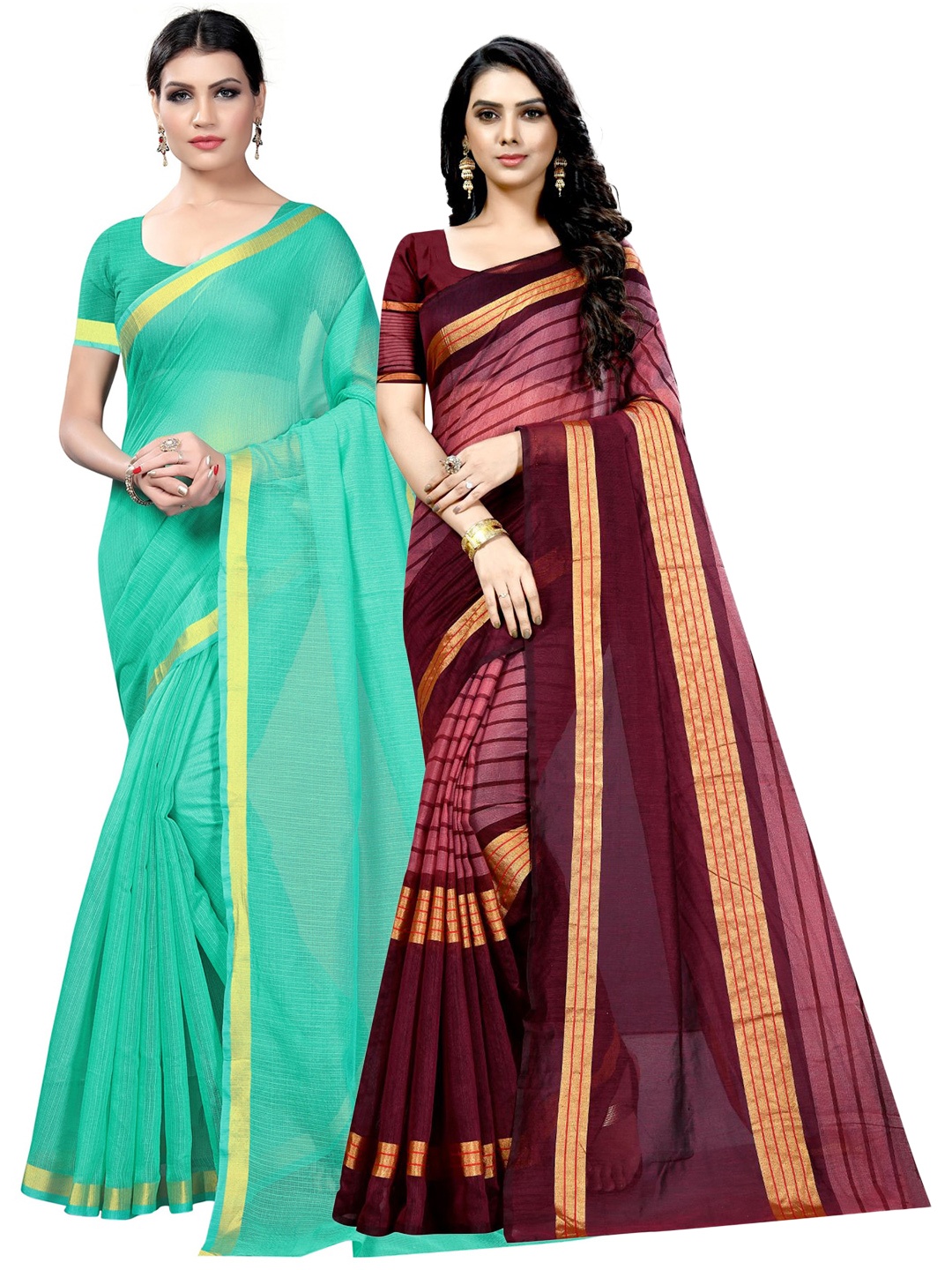 

KALINI Pack Of 2 Ilkal Saree, Teal