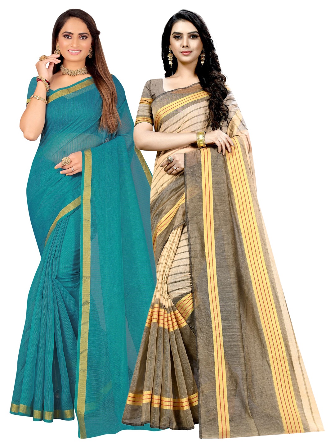 

KALINI Pack Of 2 Ilkal Saree, Teal