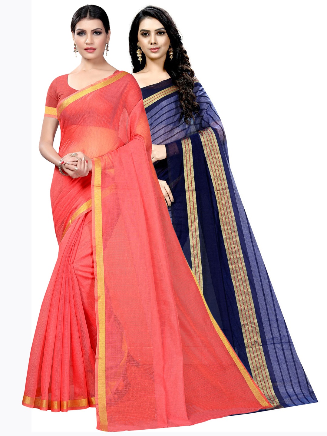 

KALINI Pack of 2 Ilkal Cotton Saree, Peach