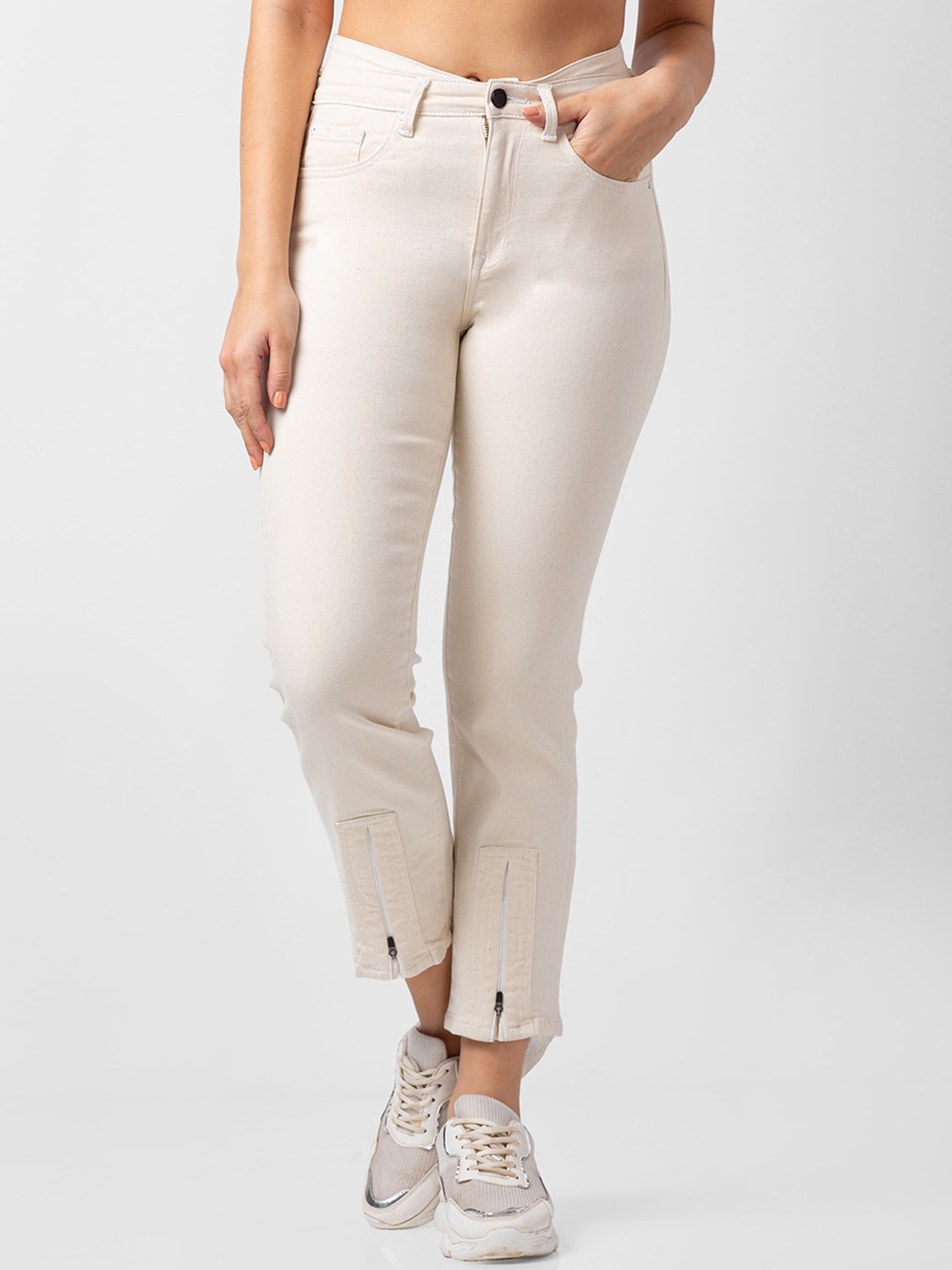 

SPYKAR Women Slim Fit Ankle Length Jeans, Off white