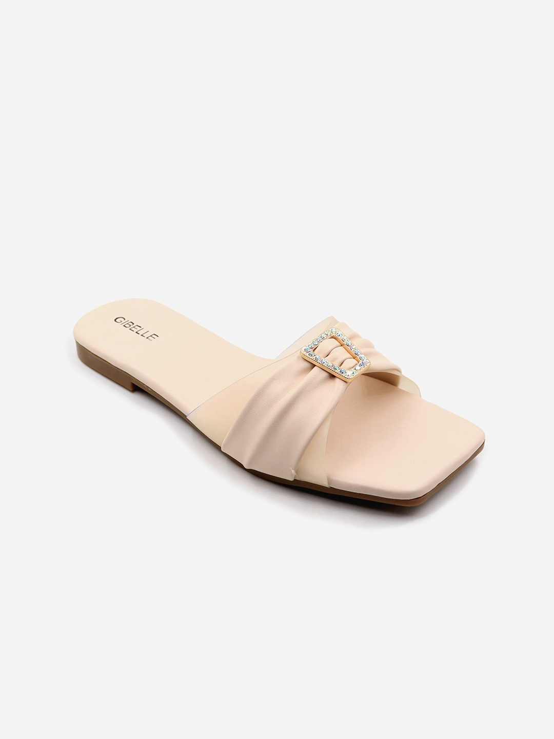 

Gibelle Women Open Toe Flats With Bows, Cream