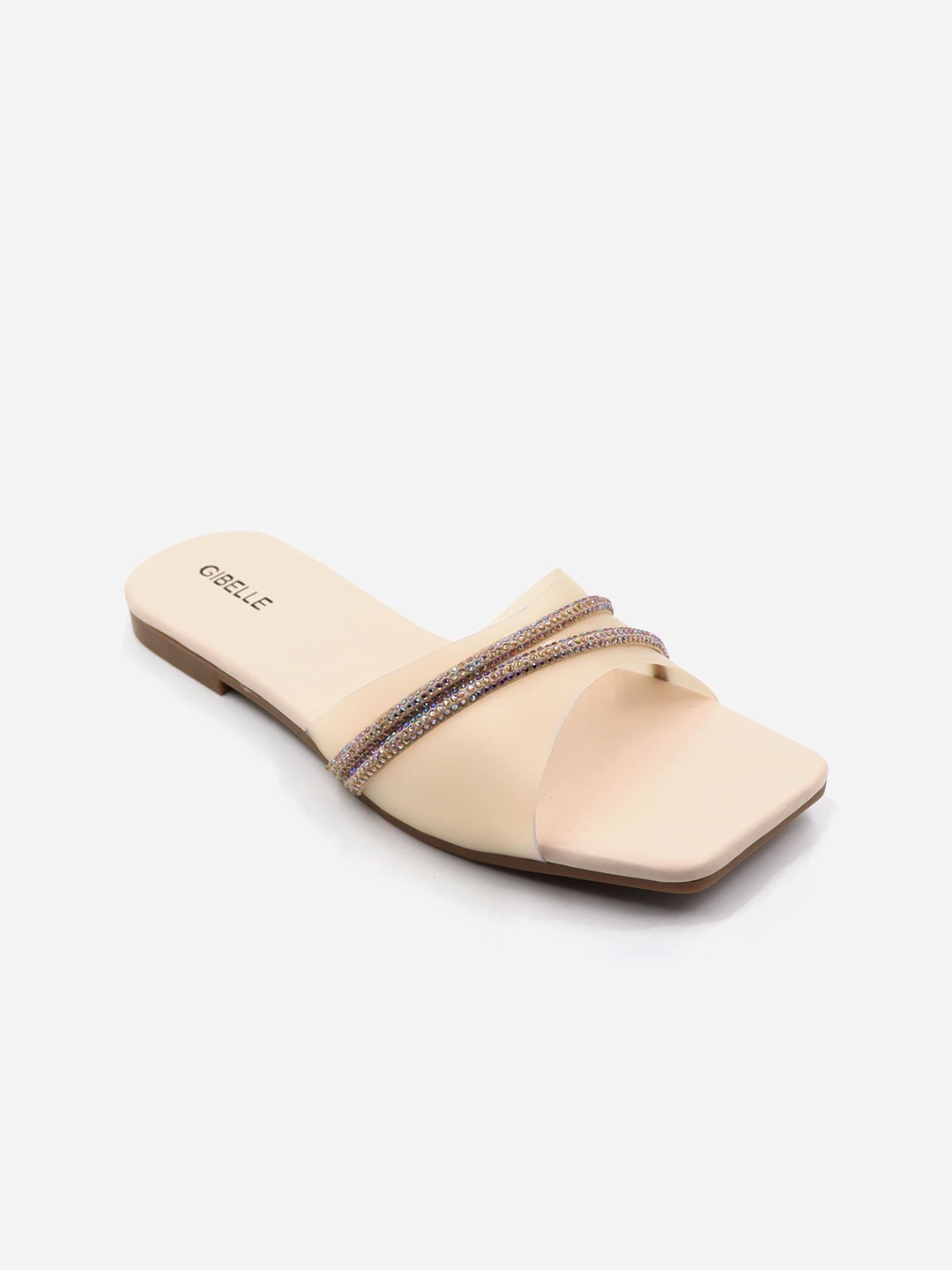 

Gibelle Women Embellished Open Toe Flats, Cream
