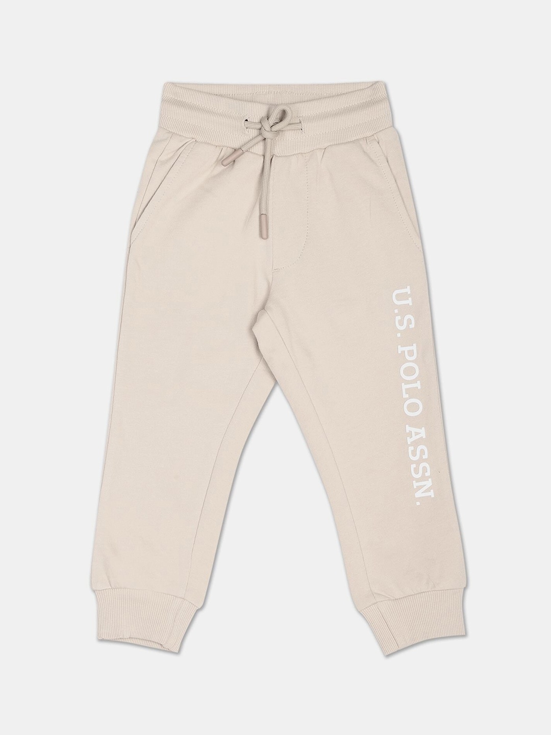 

U.S. Polo Assn. Kids Boys Printed Cotton Joggers, Beige