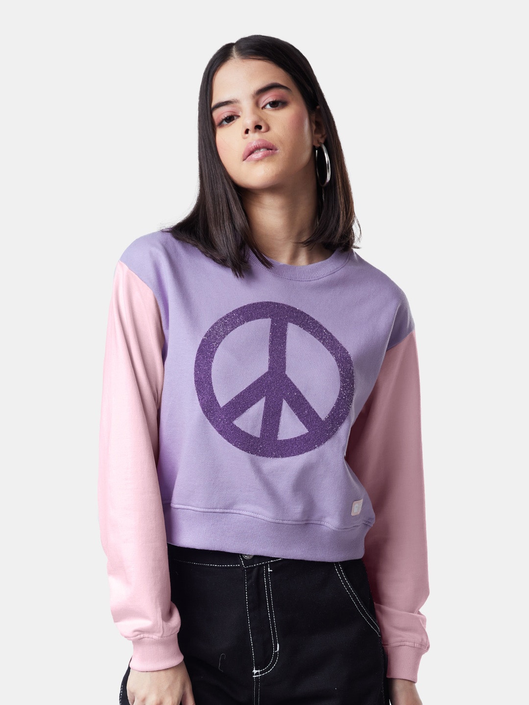 

The Souled Store Women Printed Cotton Sweatshirt, Pink