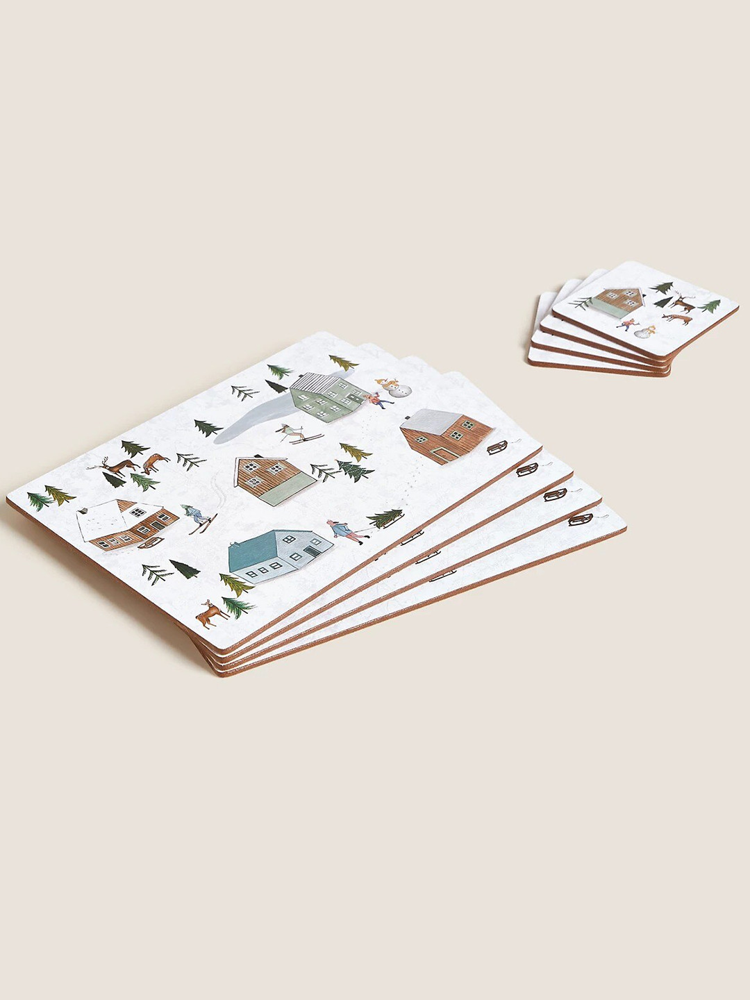 

Marks & Spencer Set Of 8 White Printed Coasters, Multi