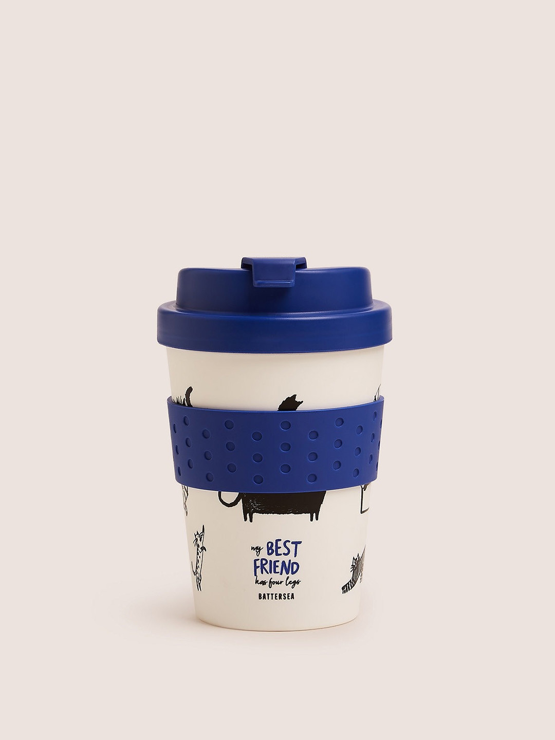

Marks & Spencer Off White & Blue Text or Slogans Printed Bone China Matte Mug