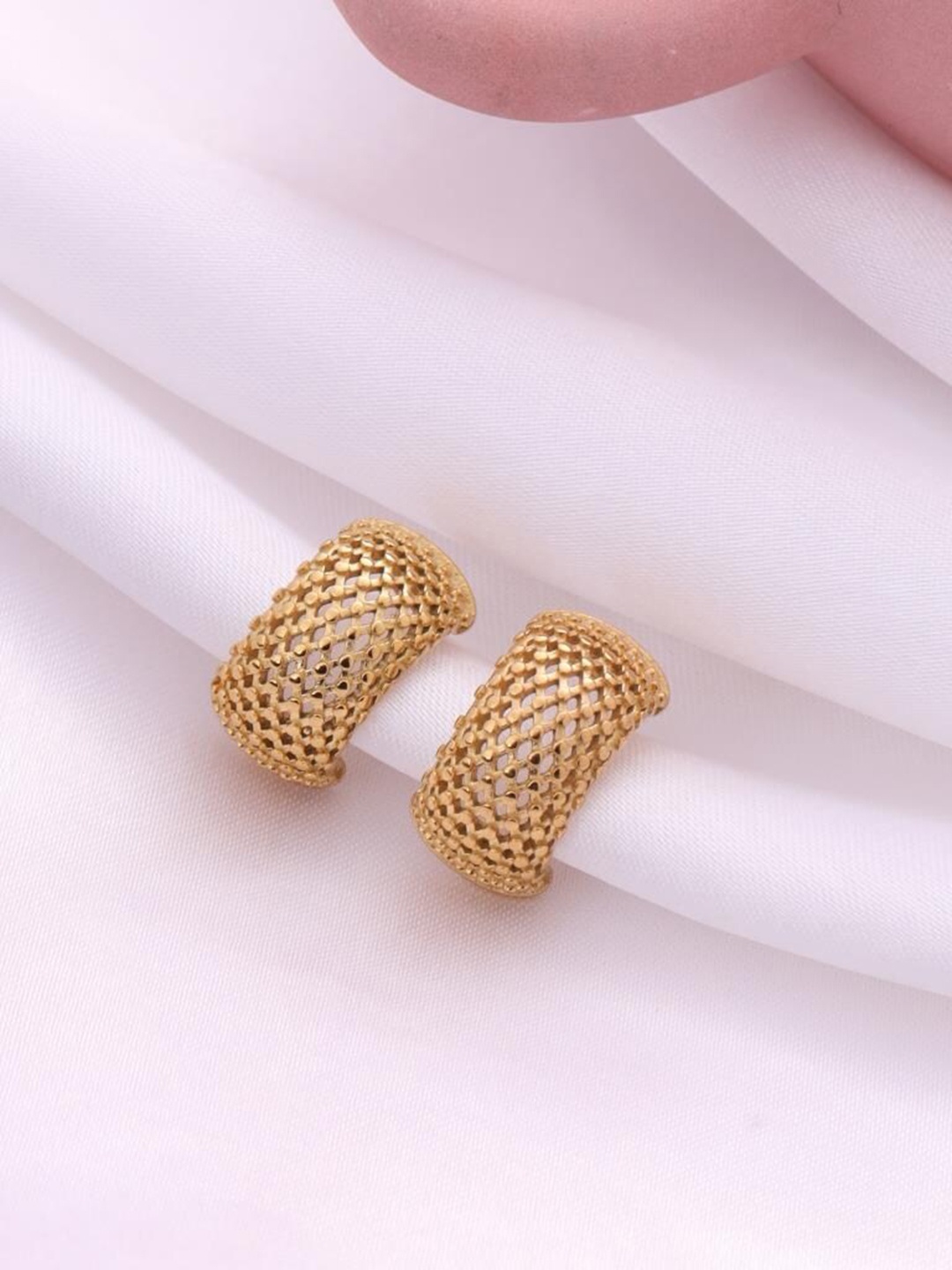 

Mitali Jain Gold Plated Contemporary Half Hoop Earrings